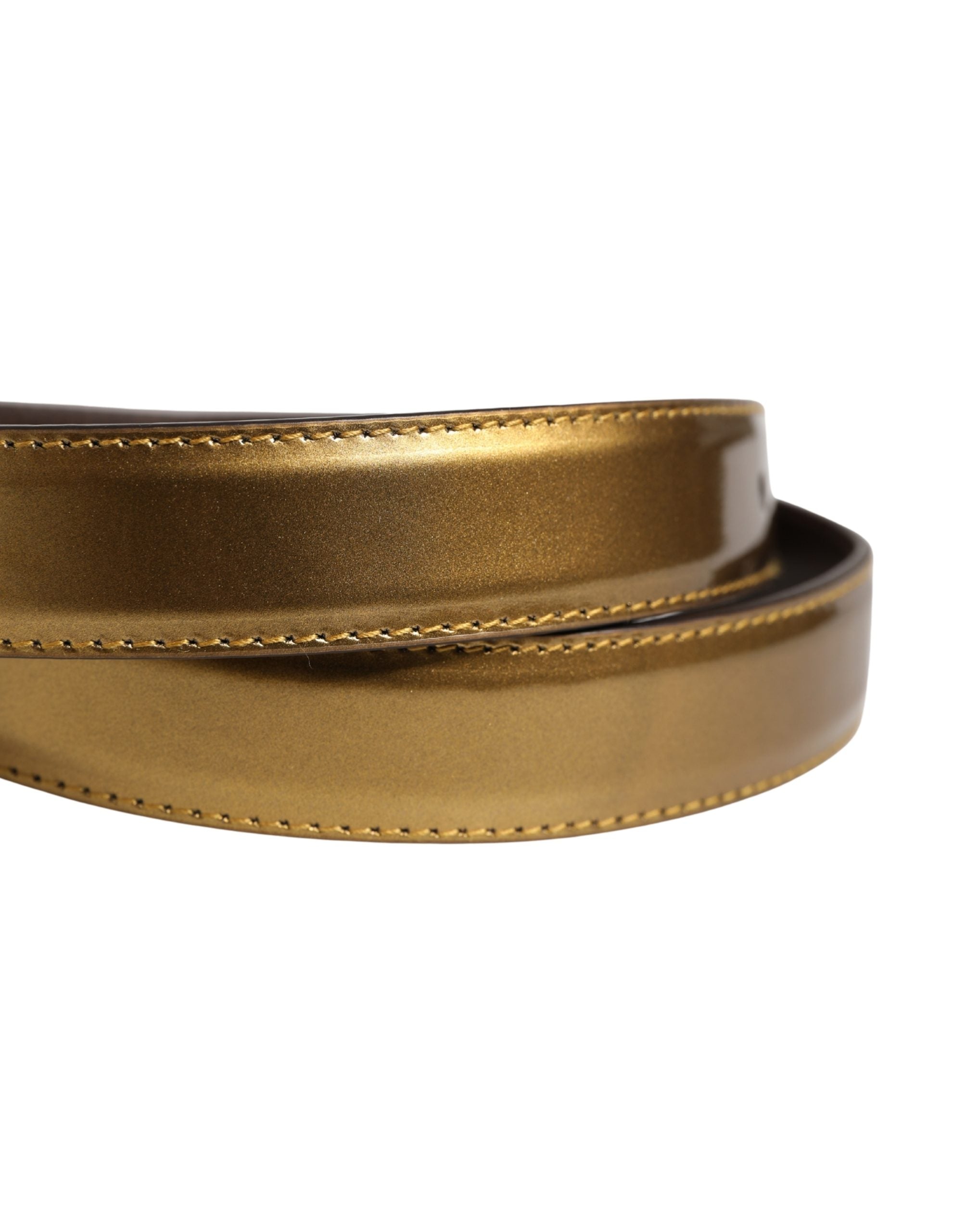 Dolce & Gabbana Men Gold Classic Leather Metal Buckle Belt - Luxe Marca