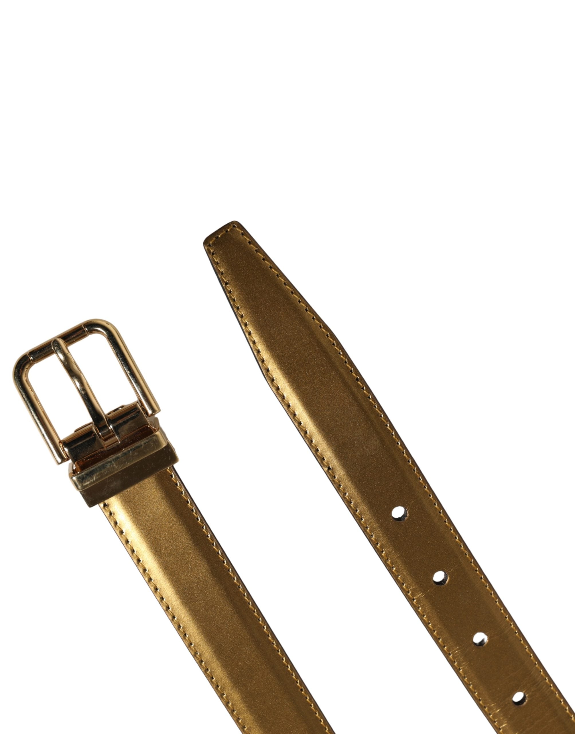 Dolce & Gabbana Men Gold Classic Leather Metal Buckle Belt - Luxe Marca