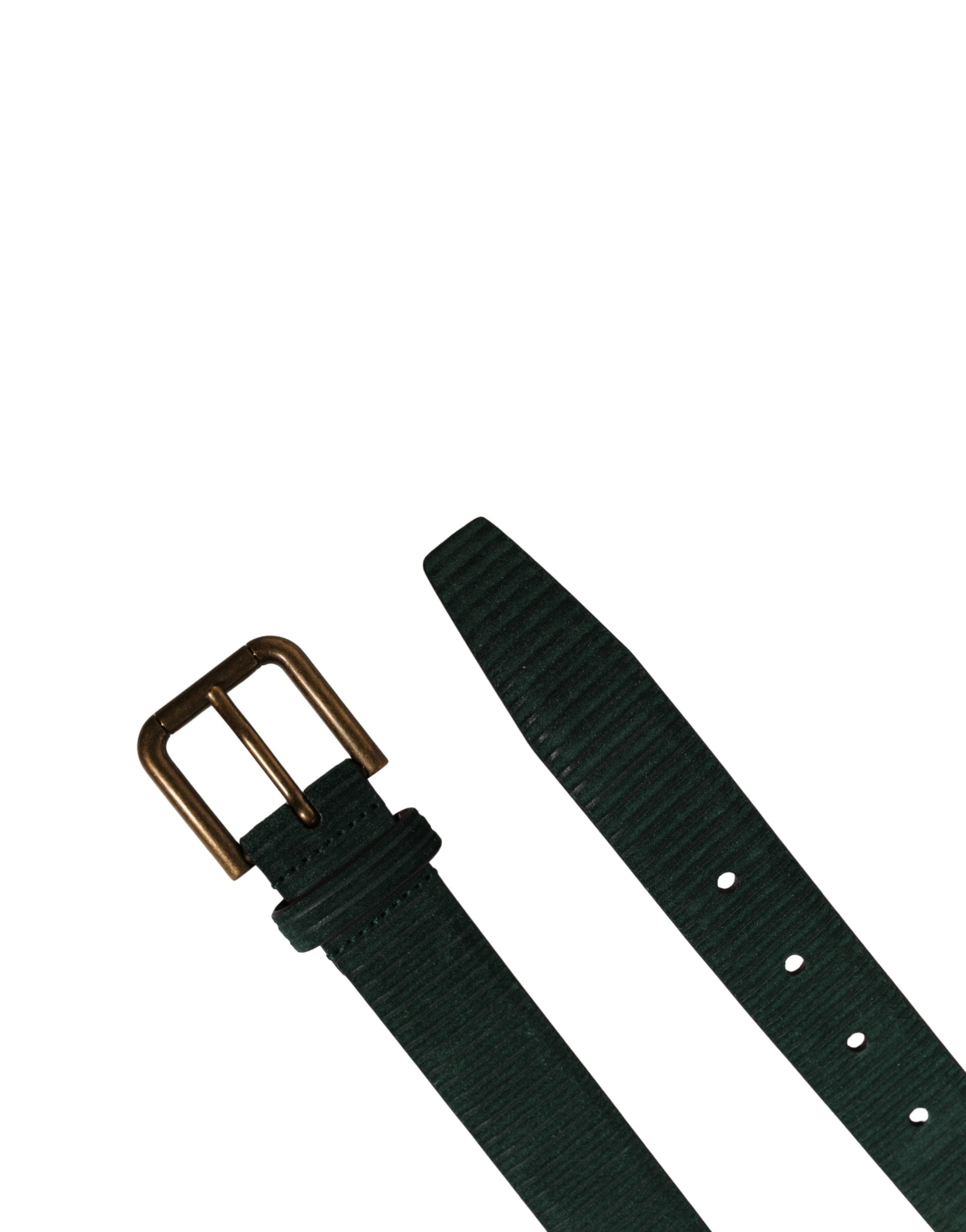 Dolce & Gabbana Men Green Velvet Leather Metal Buckle Belt - Luxe Marca
