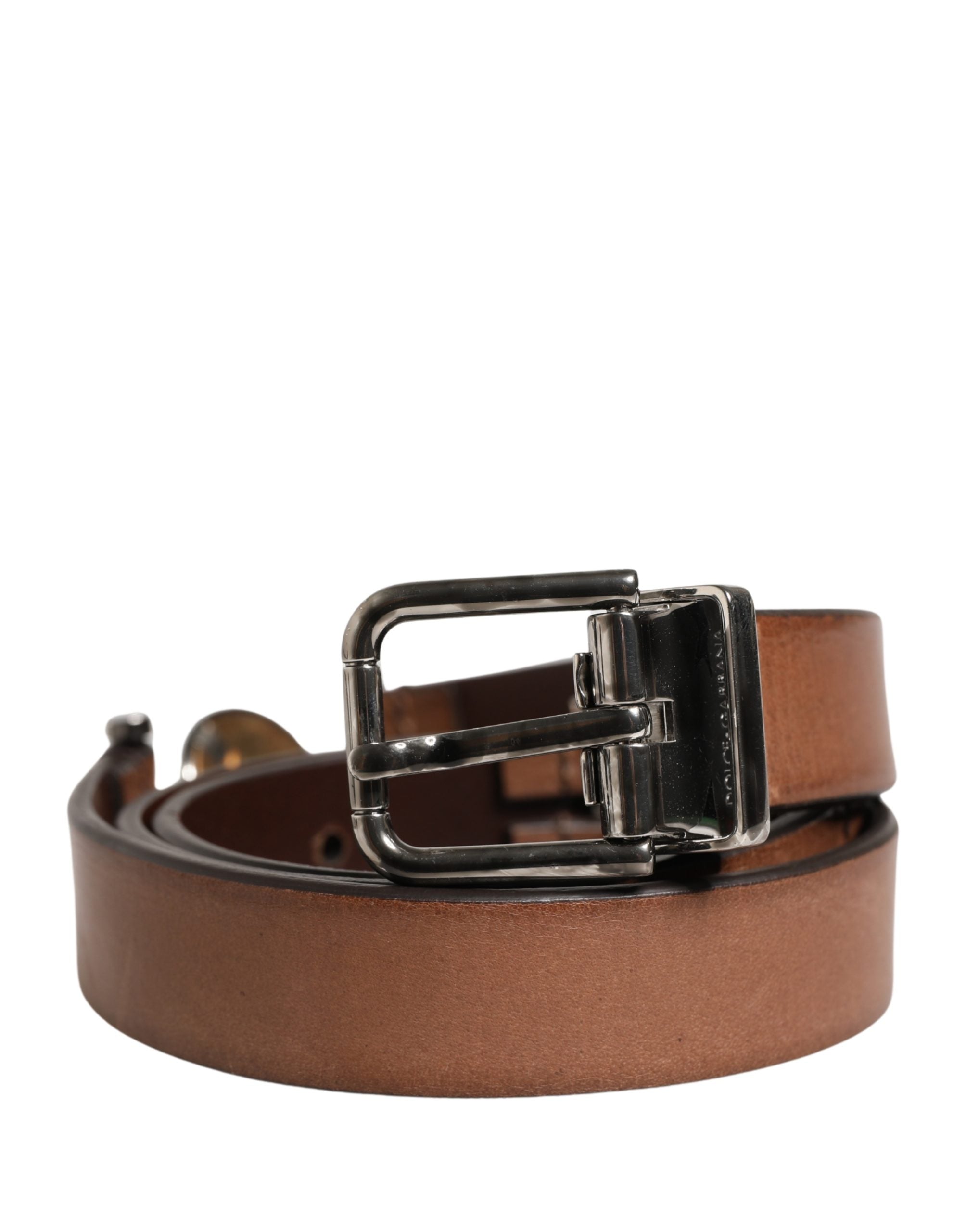 Dolce & Gabbana Men Brown Classic Leather Metal Buckle Belt - Luxe Marca