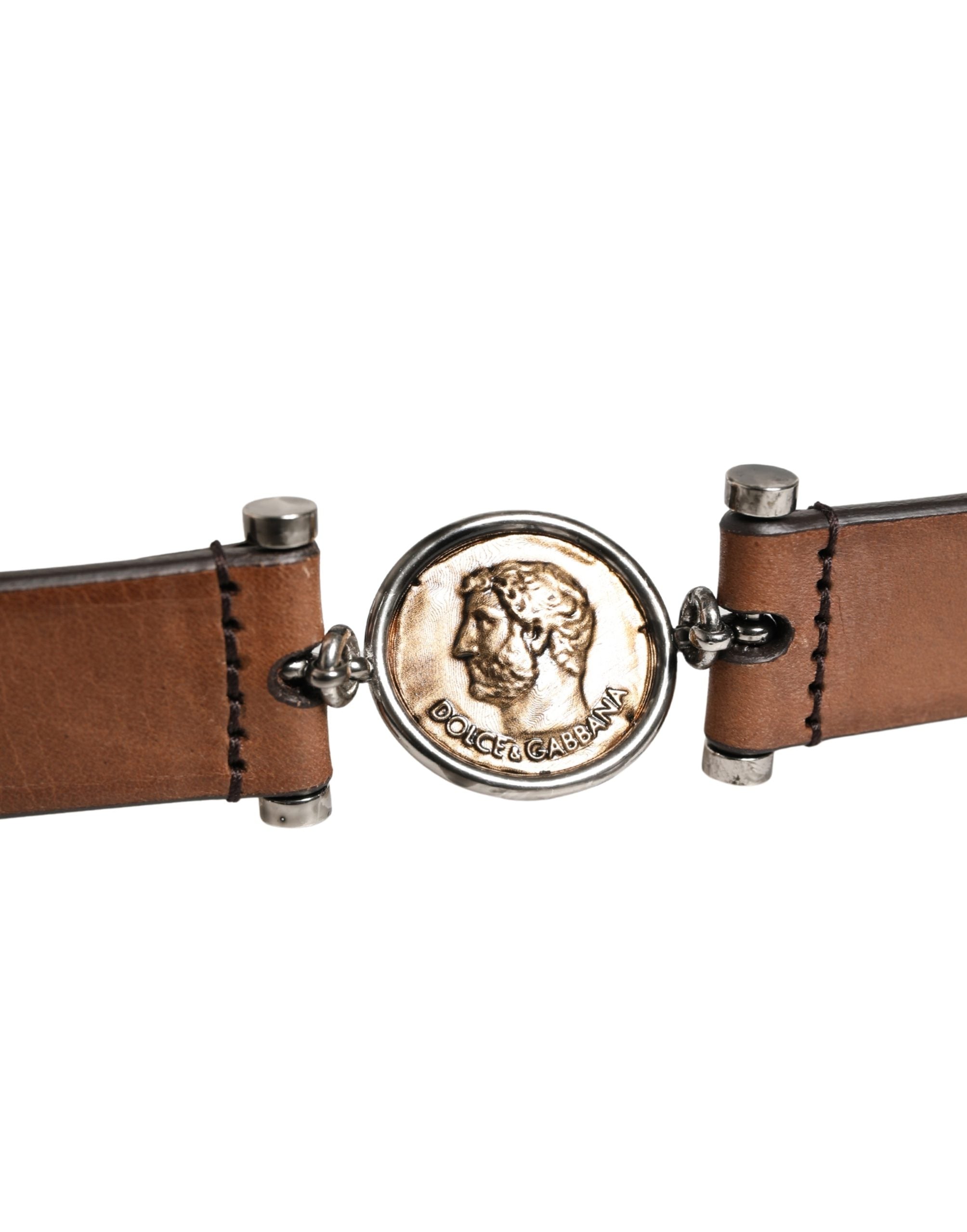 Dolce & Gabbana Men Brown Classic Leather Metal Buckle Belt - Luxe Marca