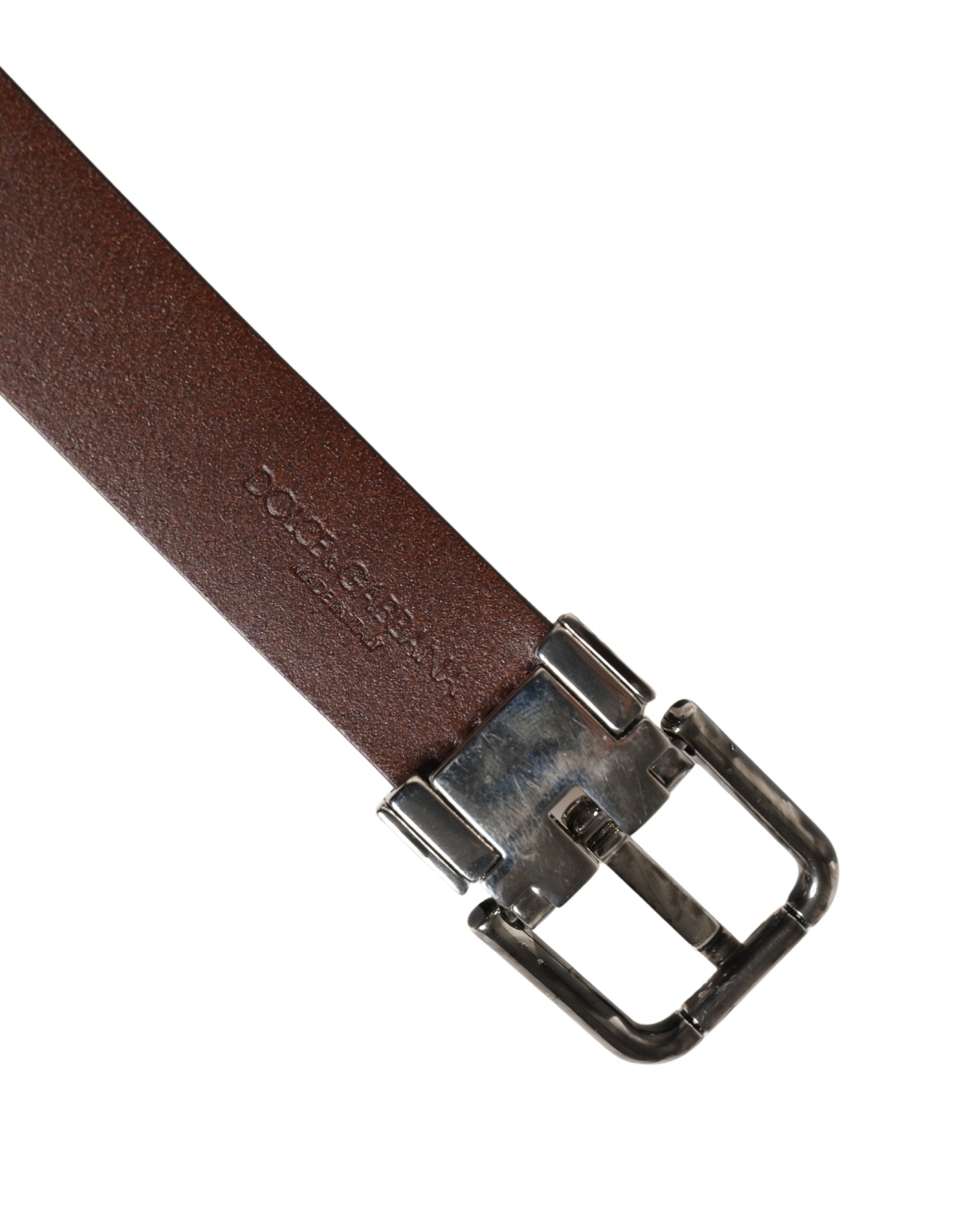 Dolce & Gabbana Men Brown Classic Leather Metal Buckle Belt - Luxe Marca
