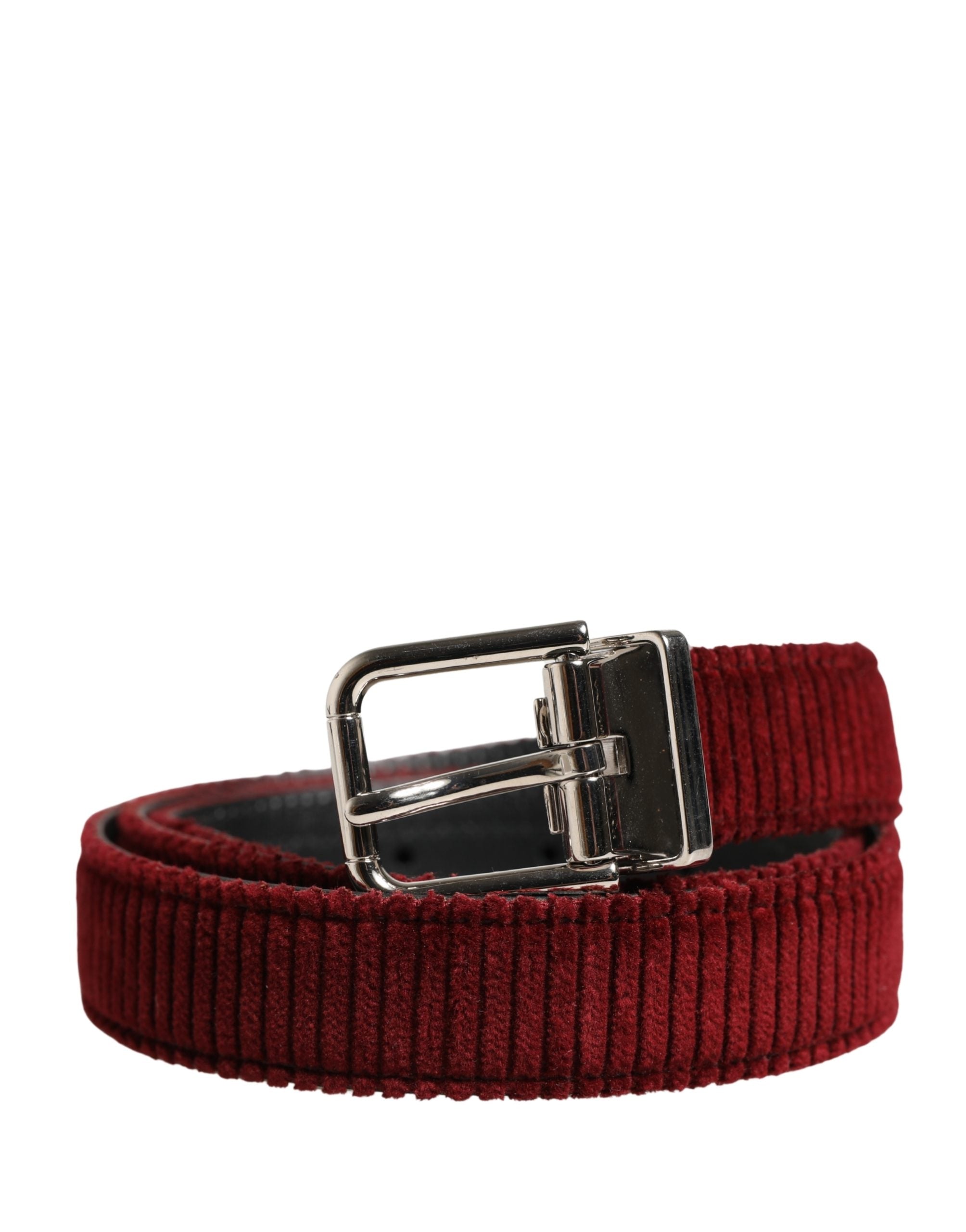 Dolce & Gabbana Men Red Velvet Leather Metal Buckle Belt - Luxe Marca