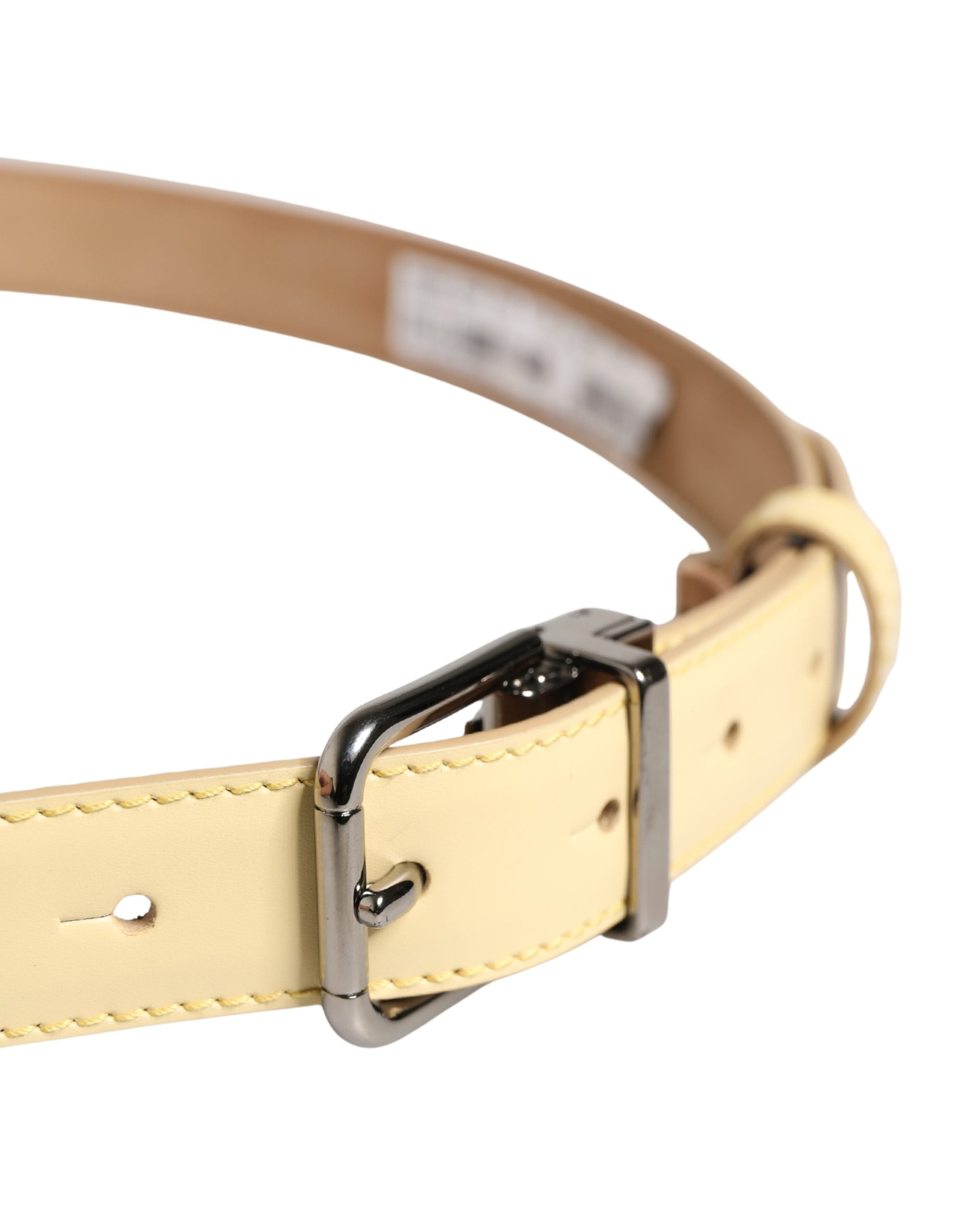 Dolce & Gabbana Men Yellow Classic Leather Metal Buckle Belt - Luxe Marca