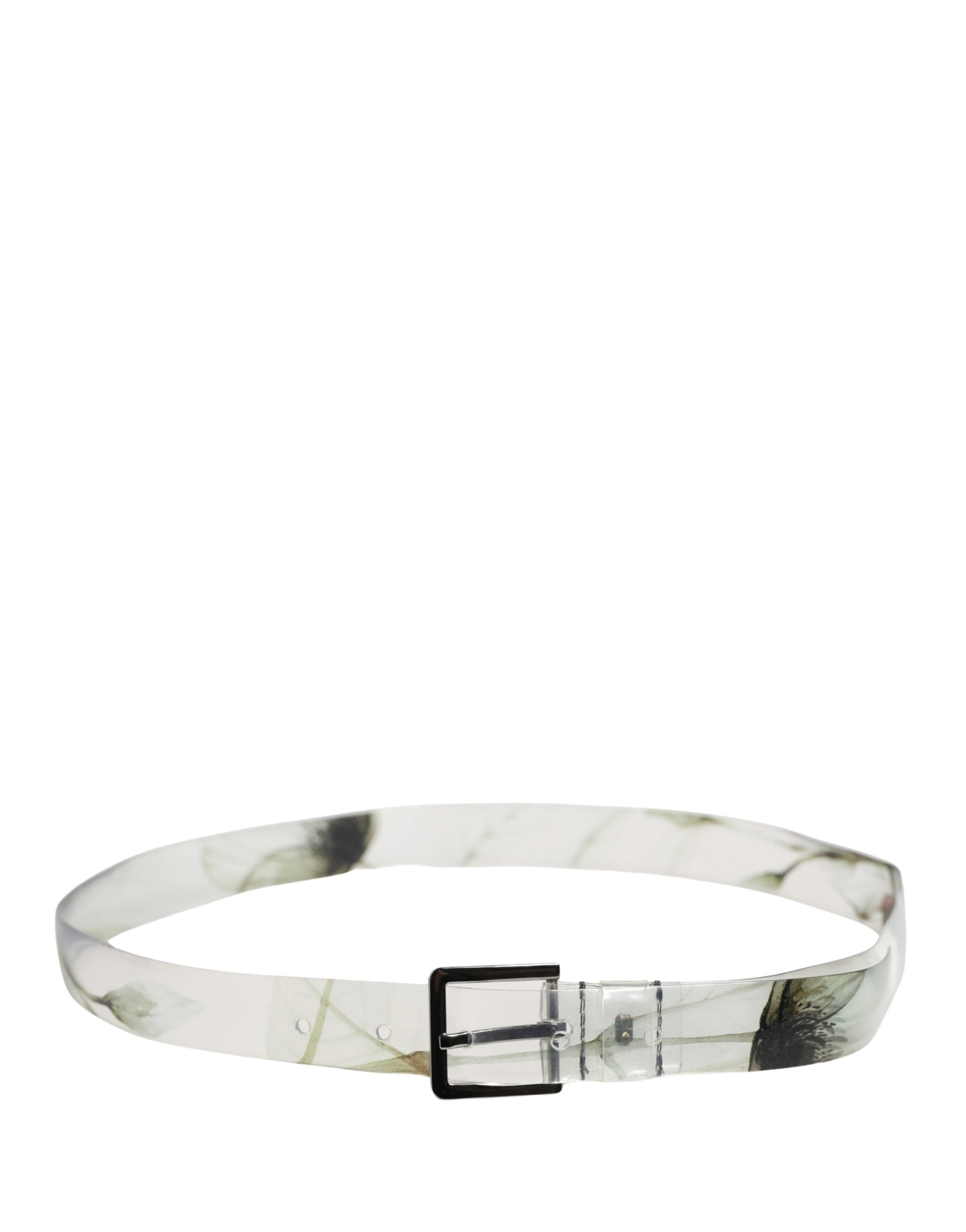 Dolce & Gabbana Men White Floral PVC Silver Metal Buckle Belt - Luxe Marca