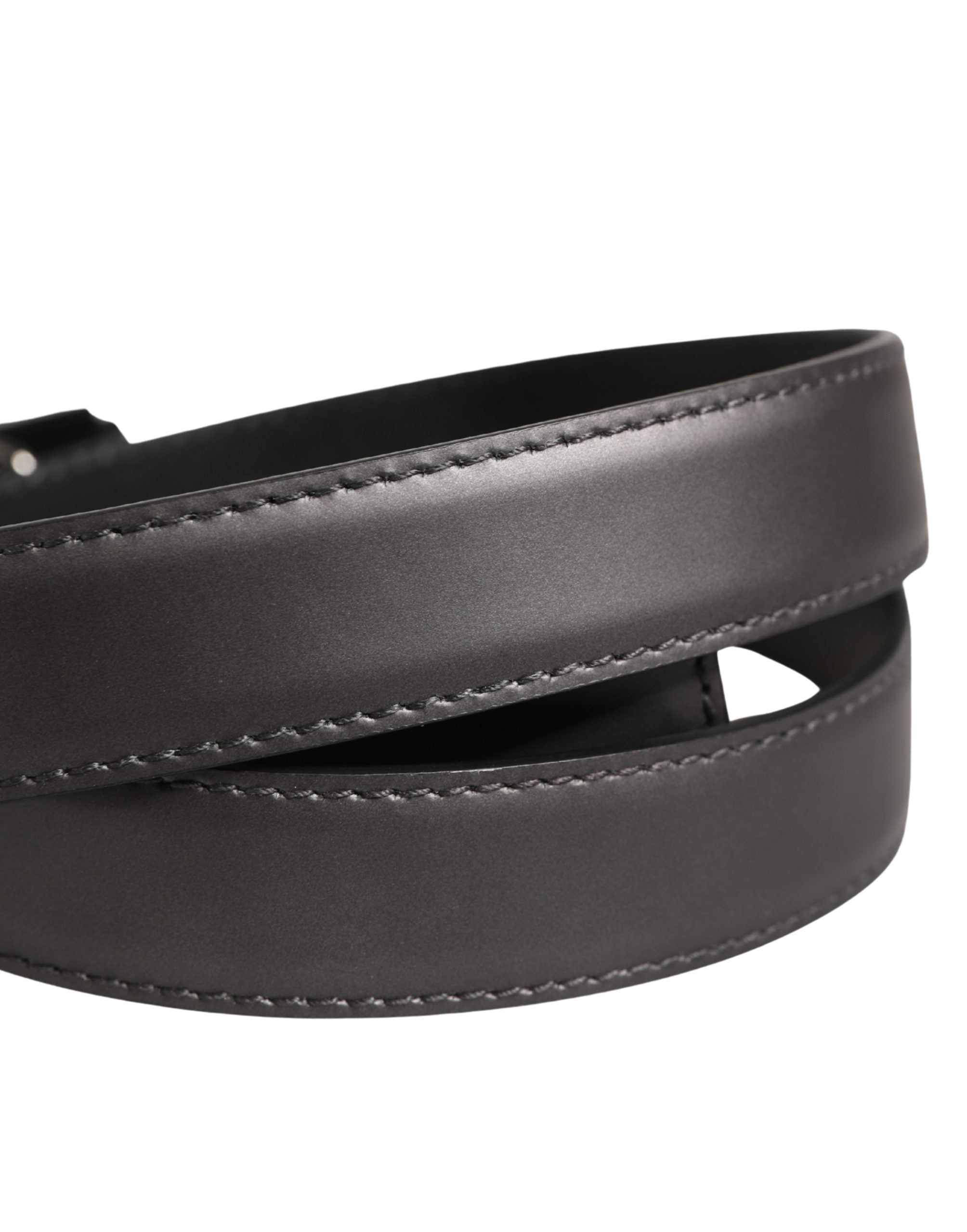 Dolce & Gabbana Men Silver Classic Leather Square Buckle Belt - Luxe Marca