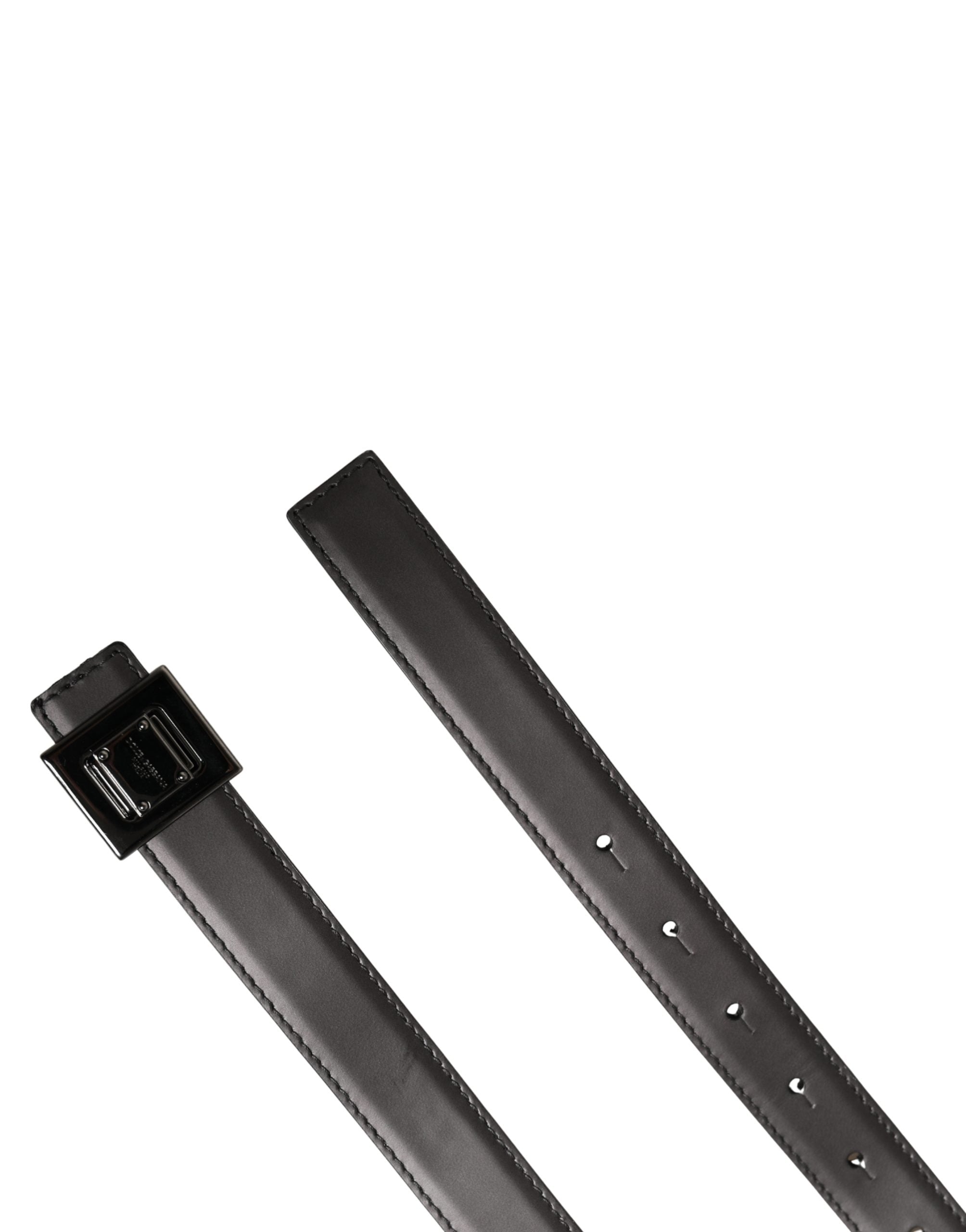 Dolce & Gabbana Men Silver Classic Leather Square Buckle Belt - Luxe Marca