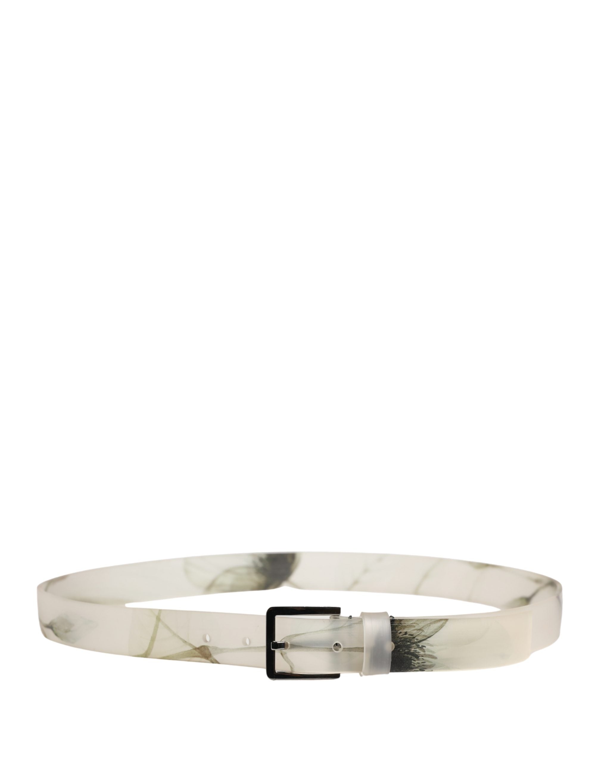 Dolce & Gabbana Men White Floral PVC Silver Metal Buckle Belt - Luxe Marca