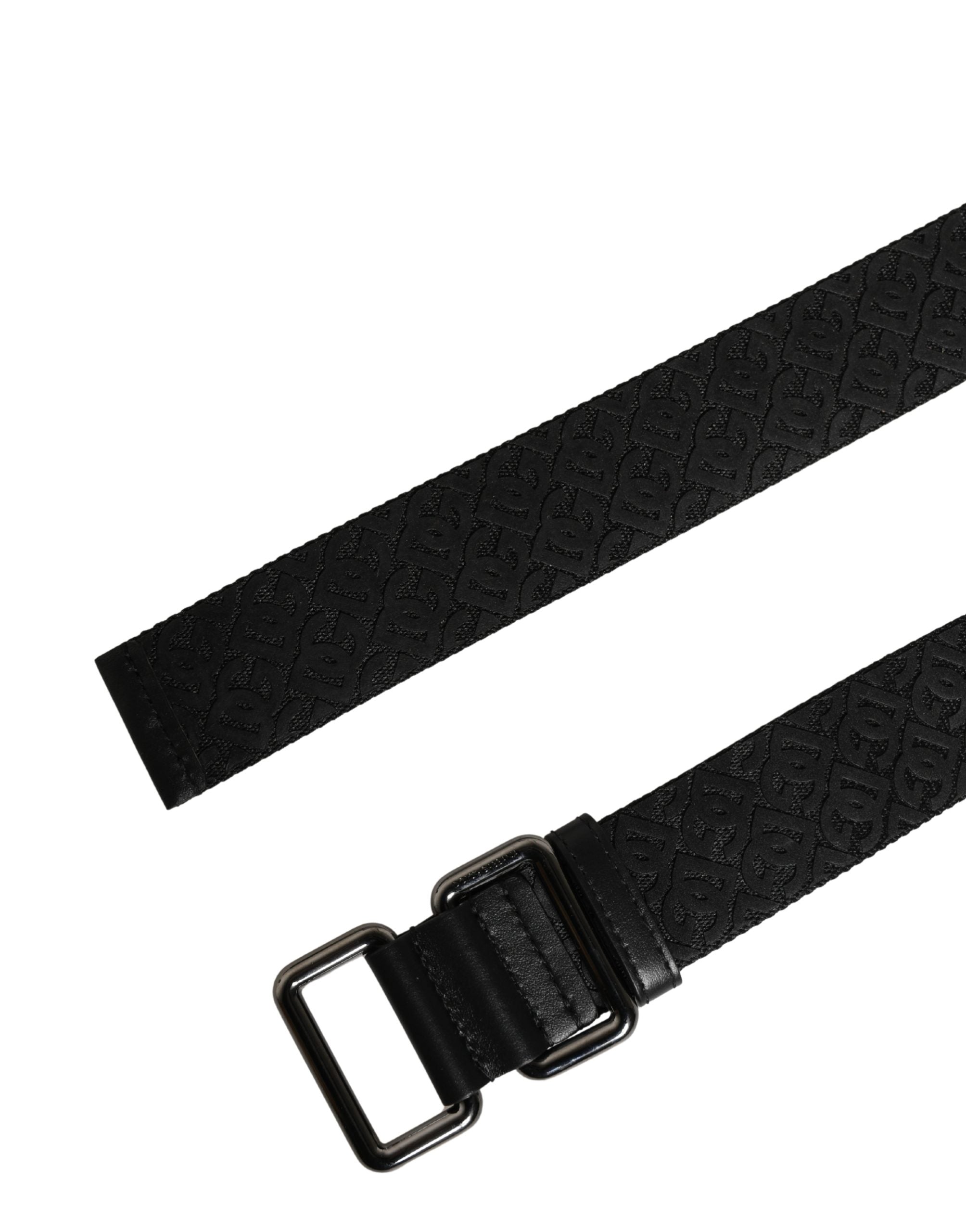 Dolce & Gabbana Men Black DG Logo Polyester Metal Buckle Belt - Luxe Marca