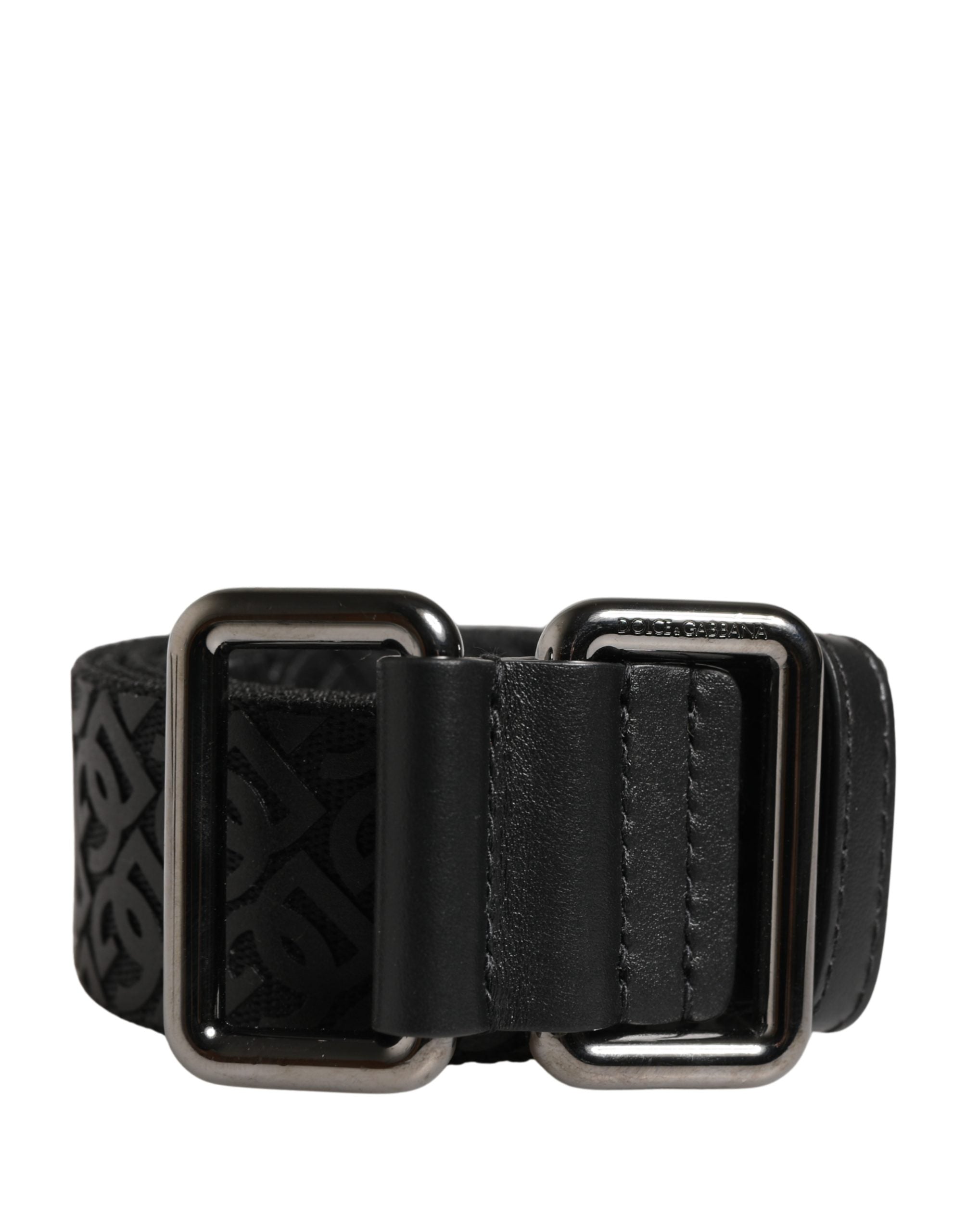 Dolce & Gabbana Men Black DG Logo Polyester Metal Buckle Belt - Luxe Marca