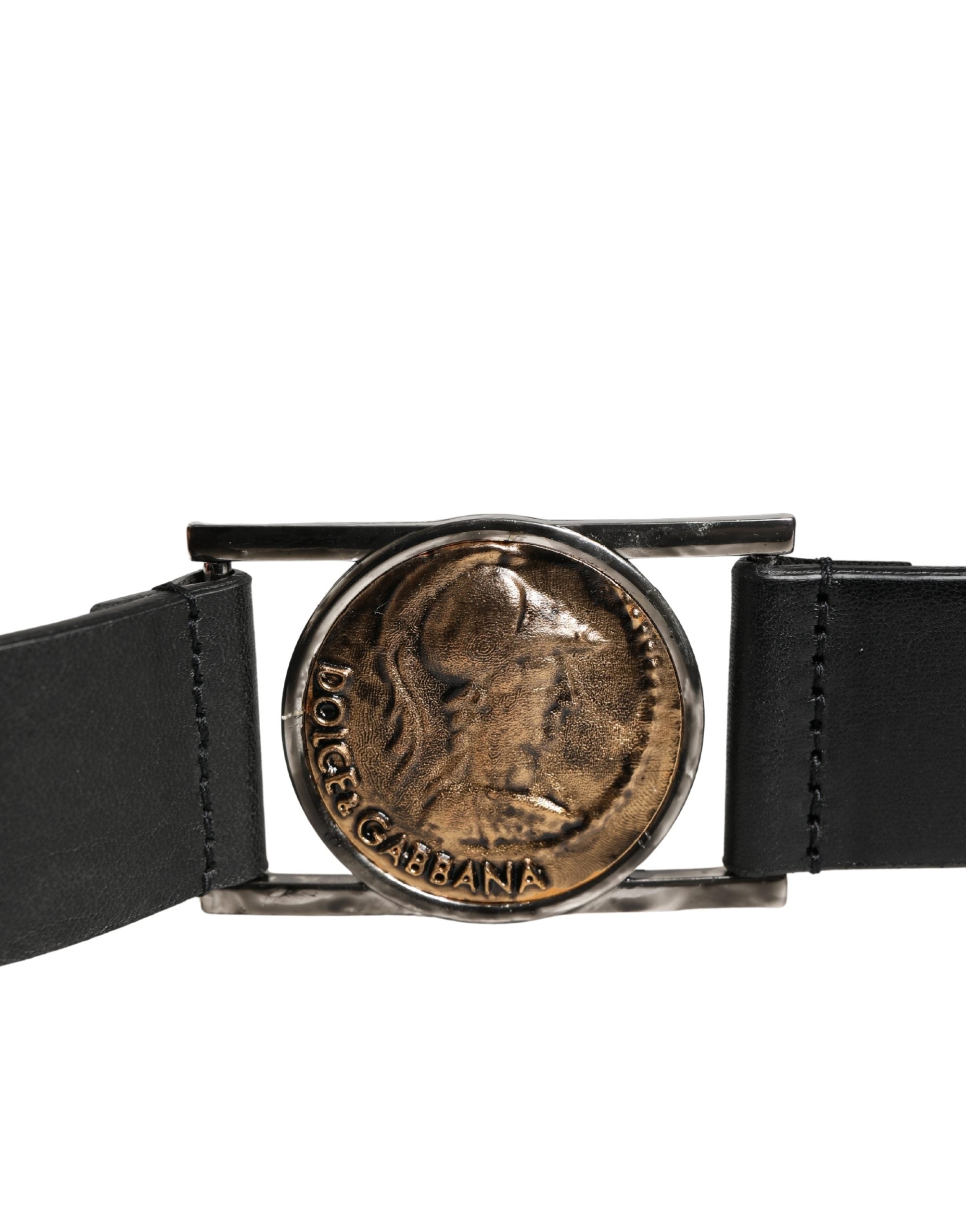 Dolce & Gabbana Men Black Classic Leather Metal Buckle Belt - Luxe Marca