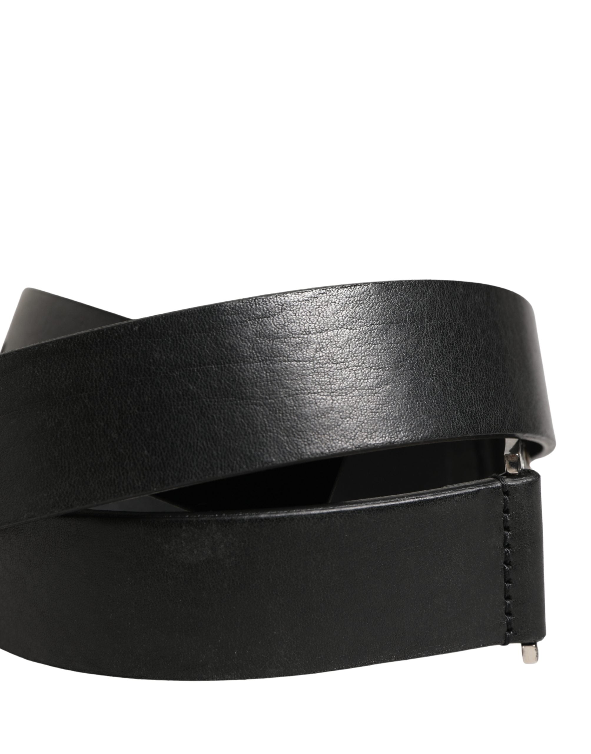Dolce & Gabbana Men Black Classic Leather Metal Buckle Belt - Luxe Marca