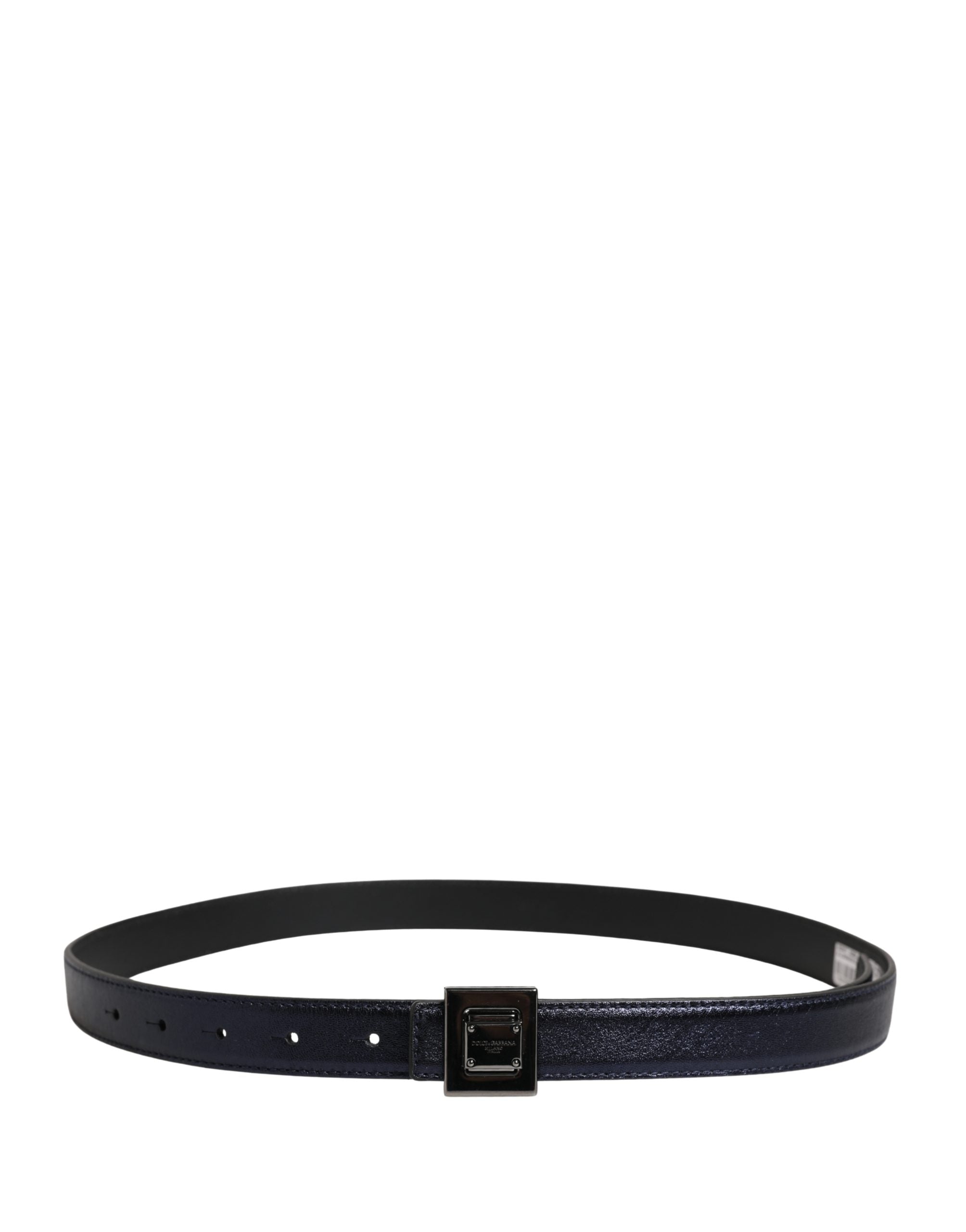 Dolce & Gabbana Men Black Classic Leather Square Buckle Belt - Luxe Marca