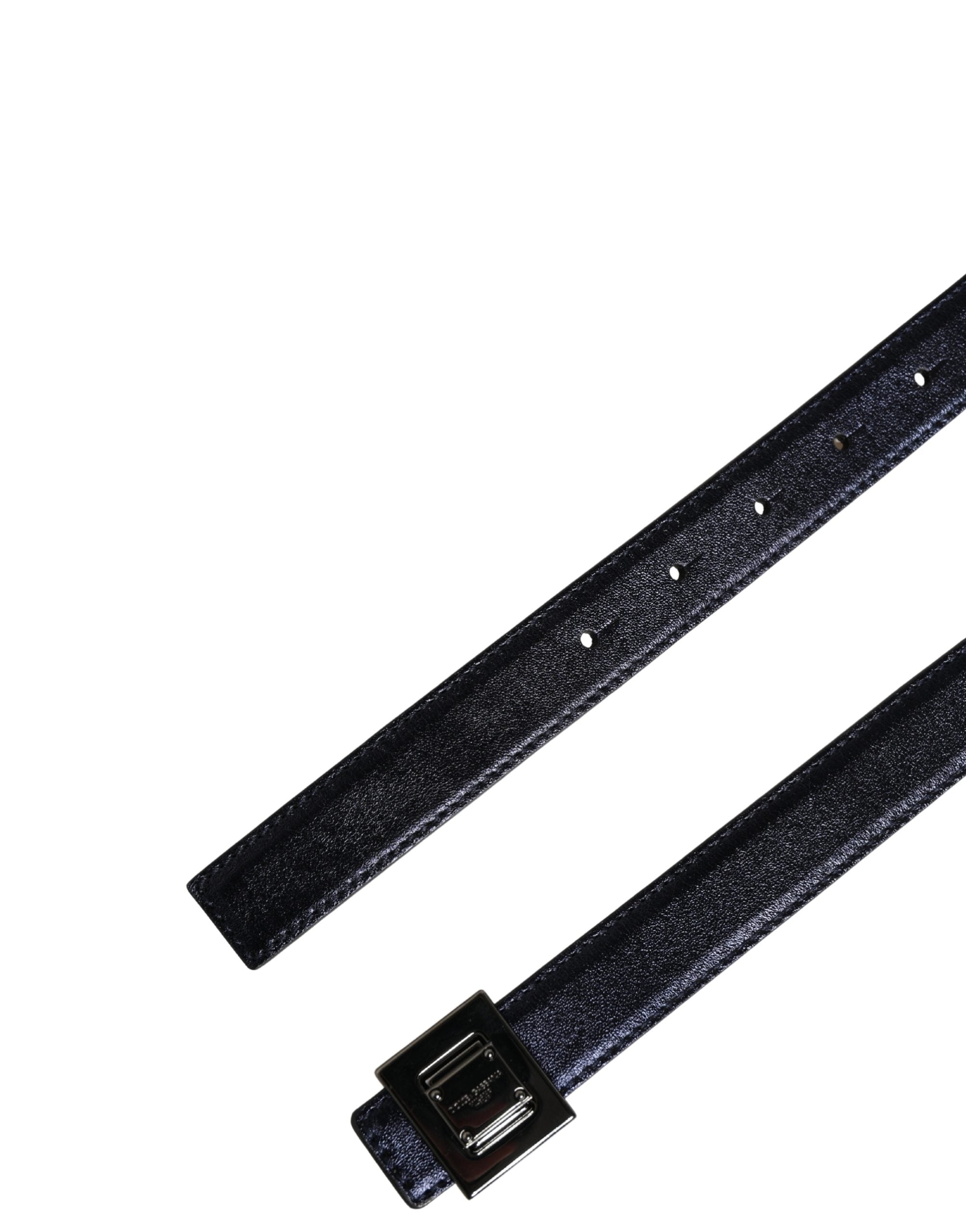 Dolce & Gabbana Men Black Classic Leather Square Buckle Belt - Luxe Marca