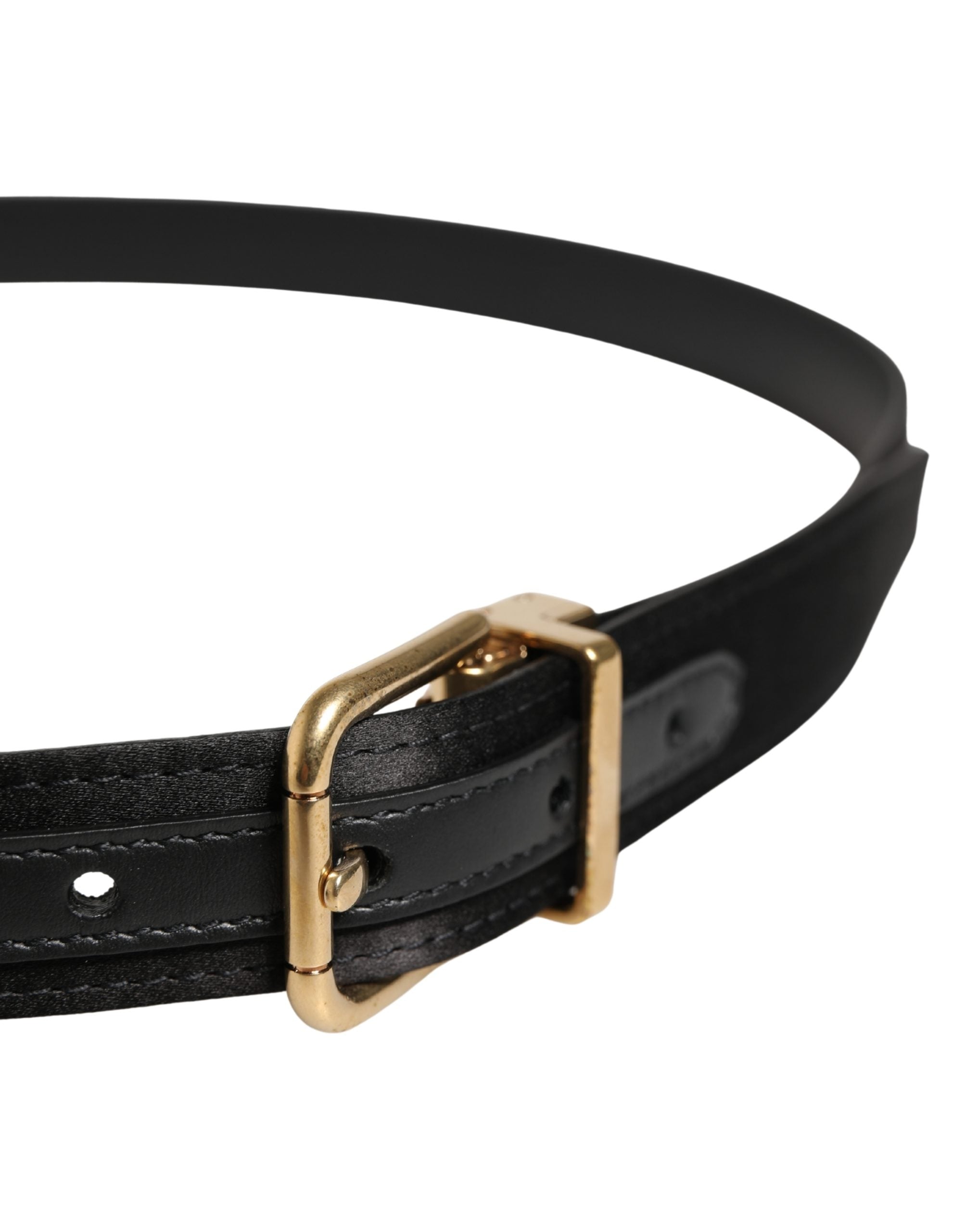 Dolce & Gabbana Men Black Classic Viscose Metal Buckle Belt - Luxe Marca