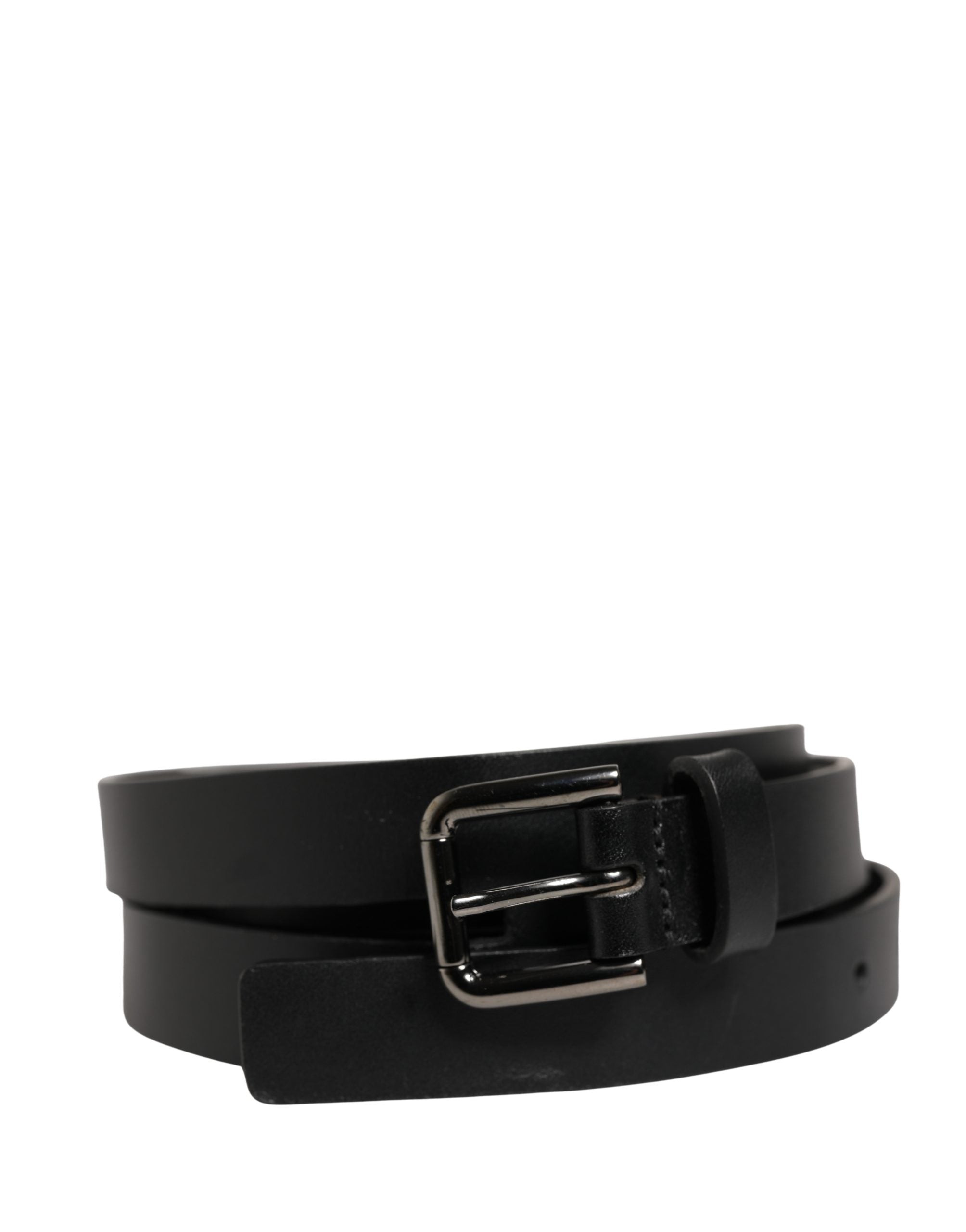 Dolce & Gabbana Black Double Strap Leather Silver Buckle Belt - Luxe Marca