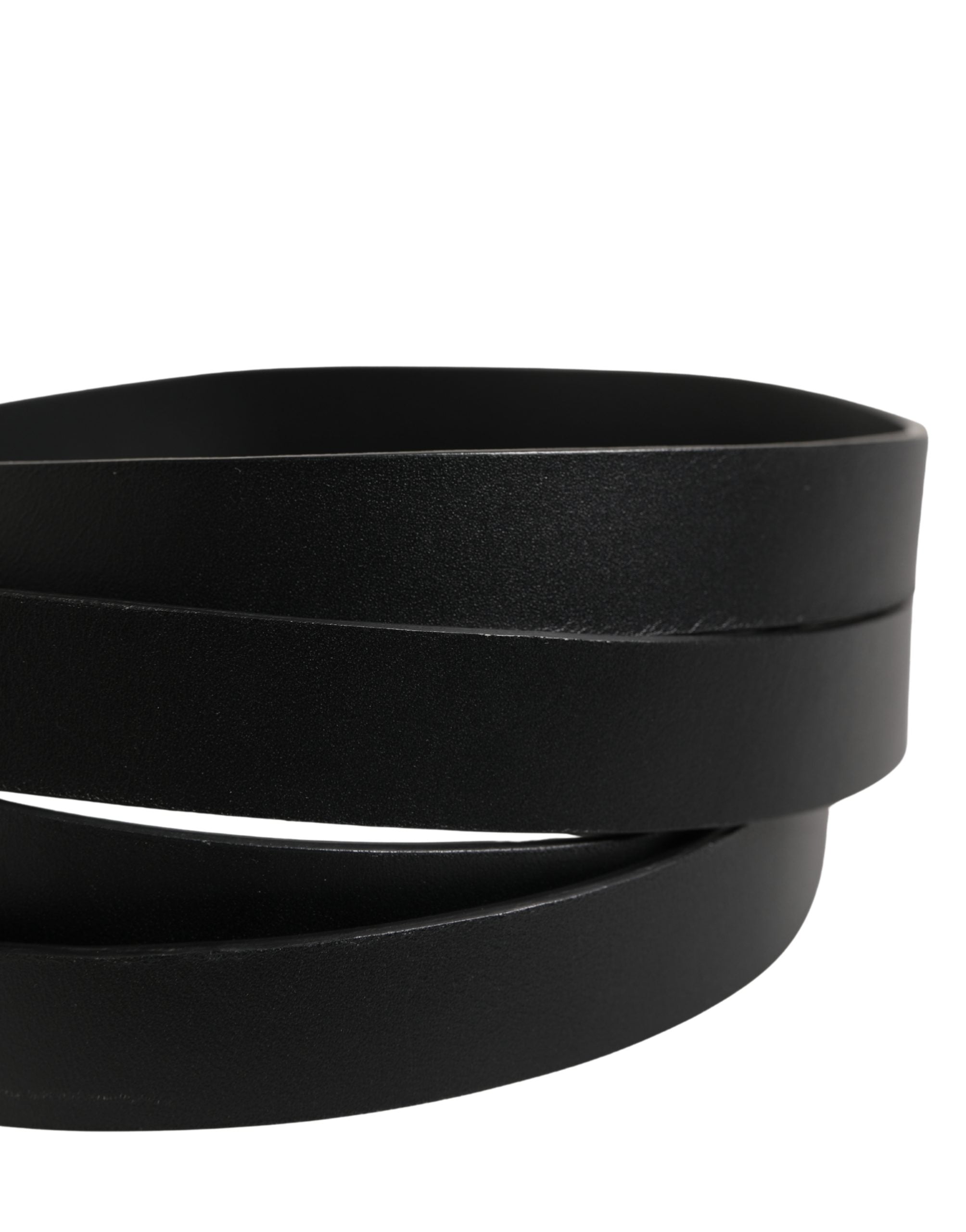 Dolce & Gabbana Black Double Strap Leather Silver Buckle Belt - Luxe Marca