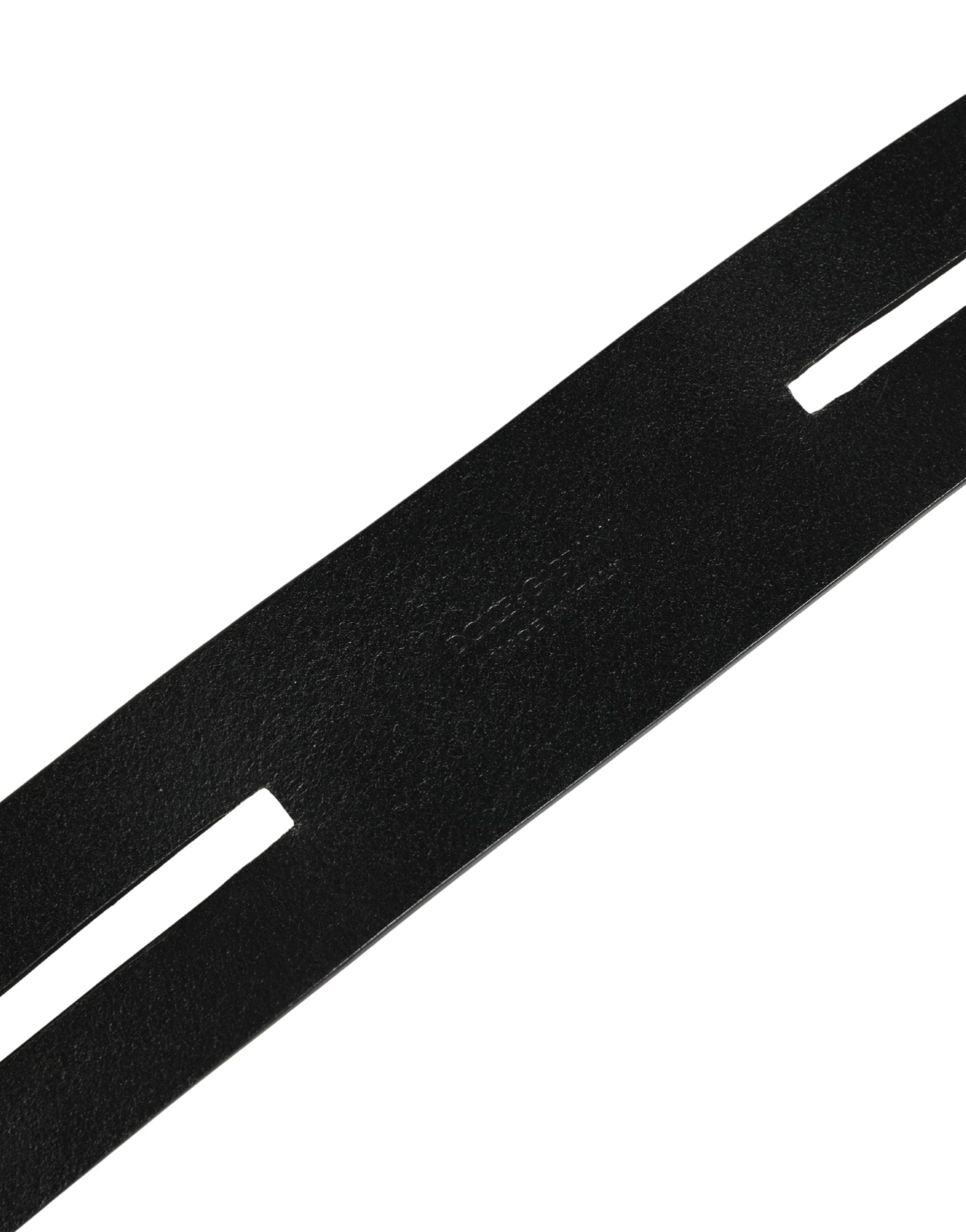 Dolce & Gabbana Black Double Strap Leather Silver Buckle Belt - Luxe Marca