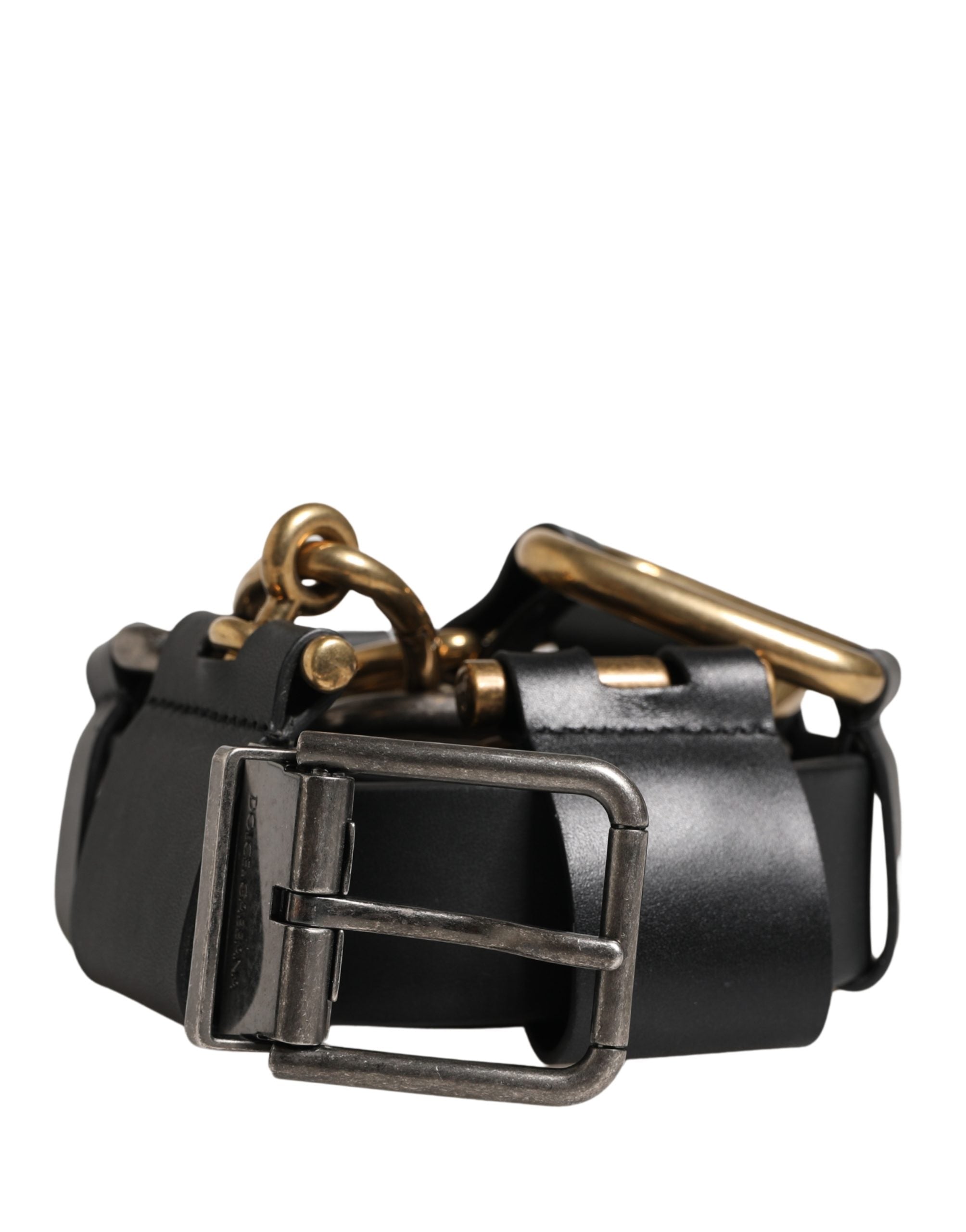Dolce & Gabbana Men Black Classic Leather Metal Buckle Belt - Luxe Marca