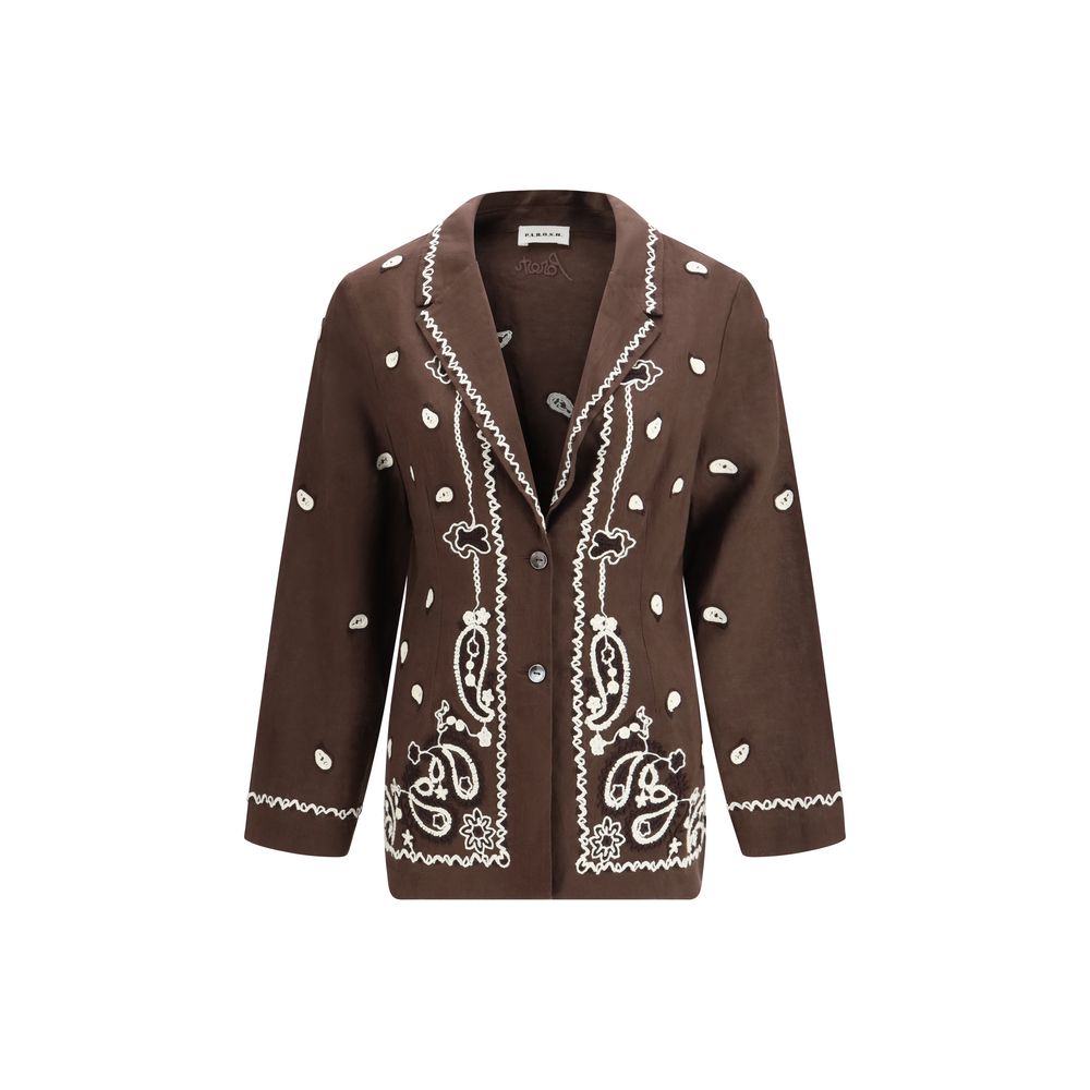 P.A.R.O.S.H. Brown Linen Pattern Shirt - Luxe Marca