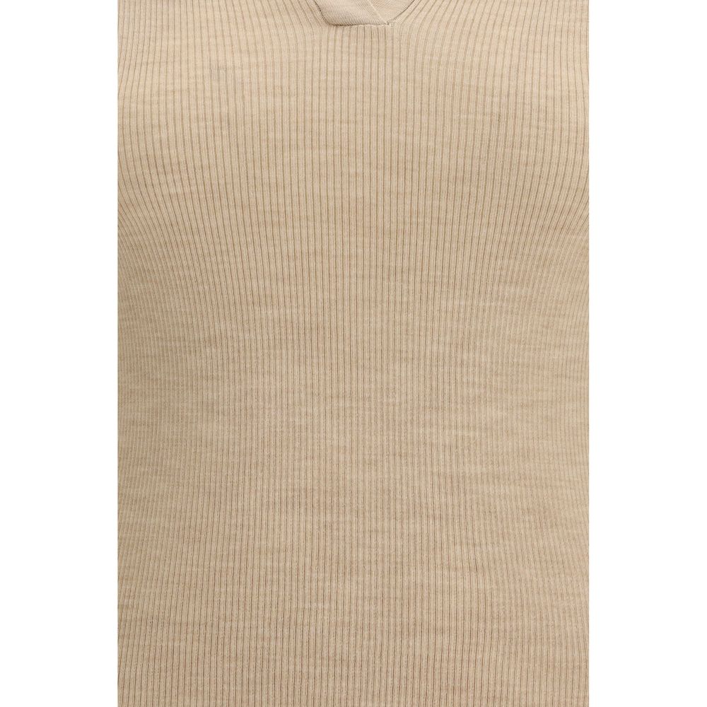 Max Mara Beige Fleece Wool Polo Shirt - Luxe Marca