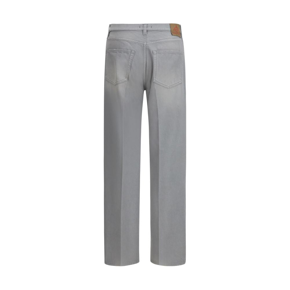 Prada Gray Cotton Straight-Leg Jeans