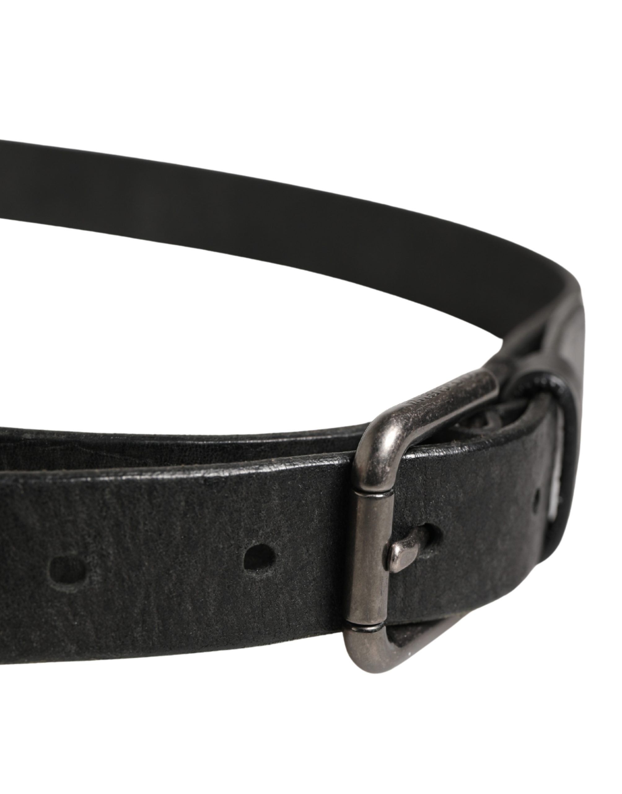 Dolce & Gabbana Men Black Calfskin Leather Metal Buckle Belt - Luxe Marca