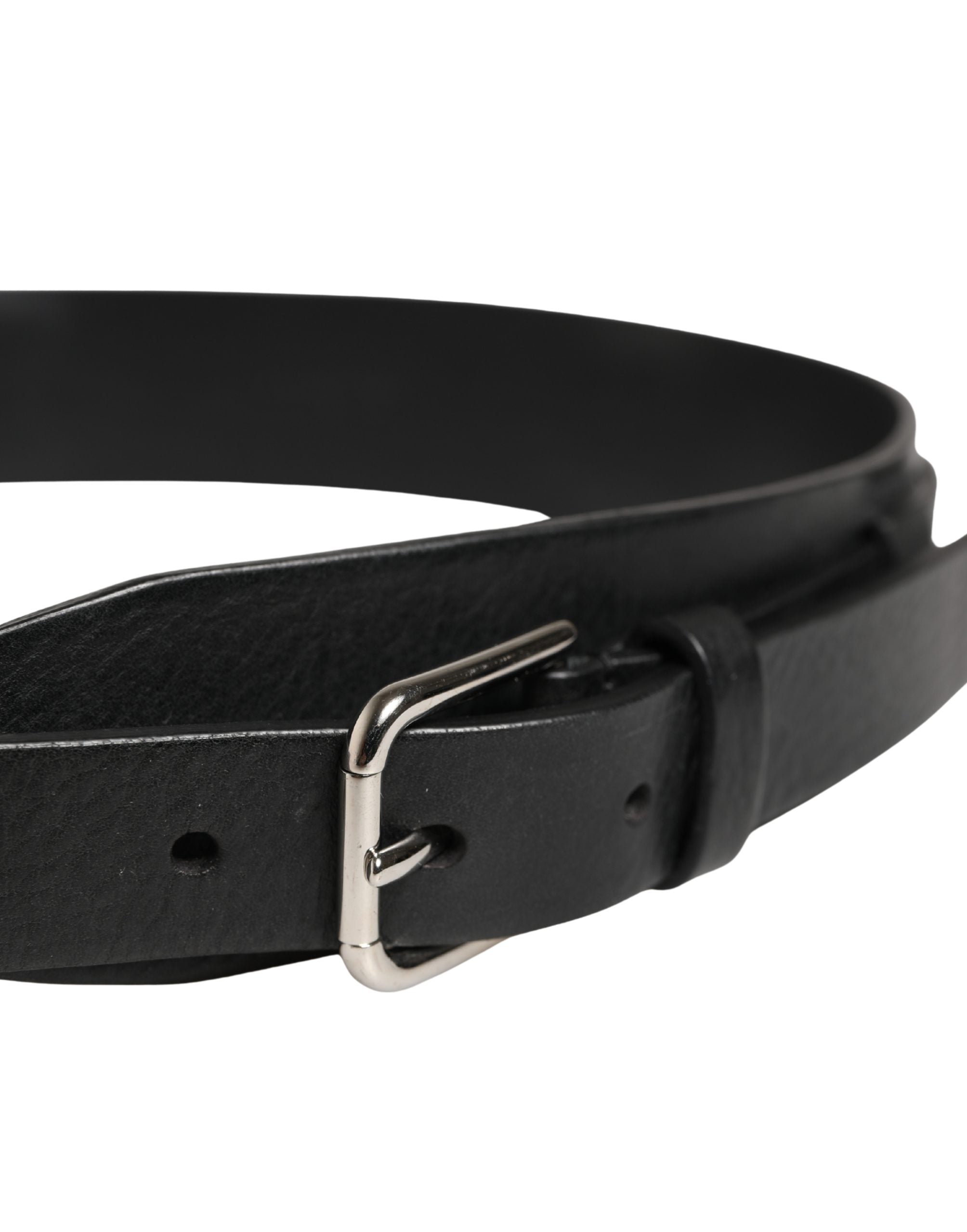 Dolce & Gabbana Men Black Classic Leather Metal Buckle Belt - Luxe Marca