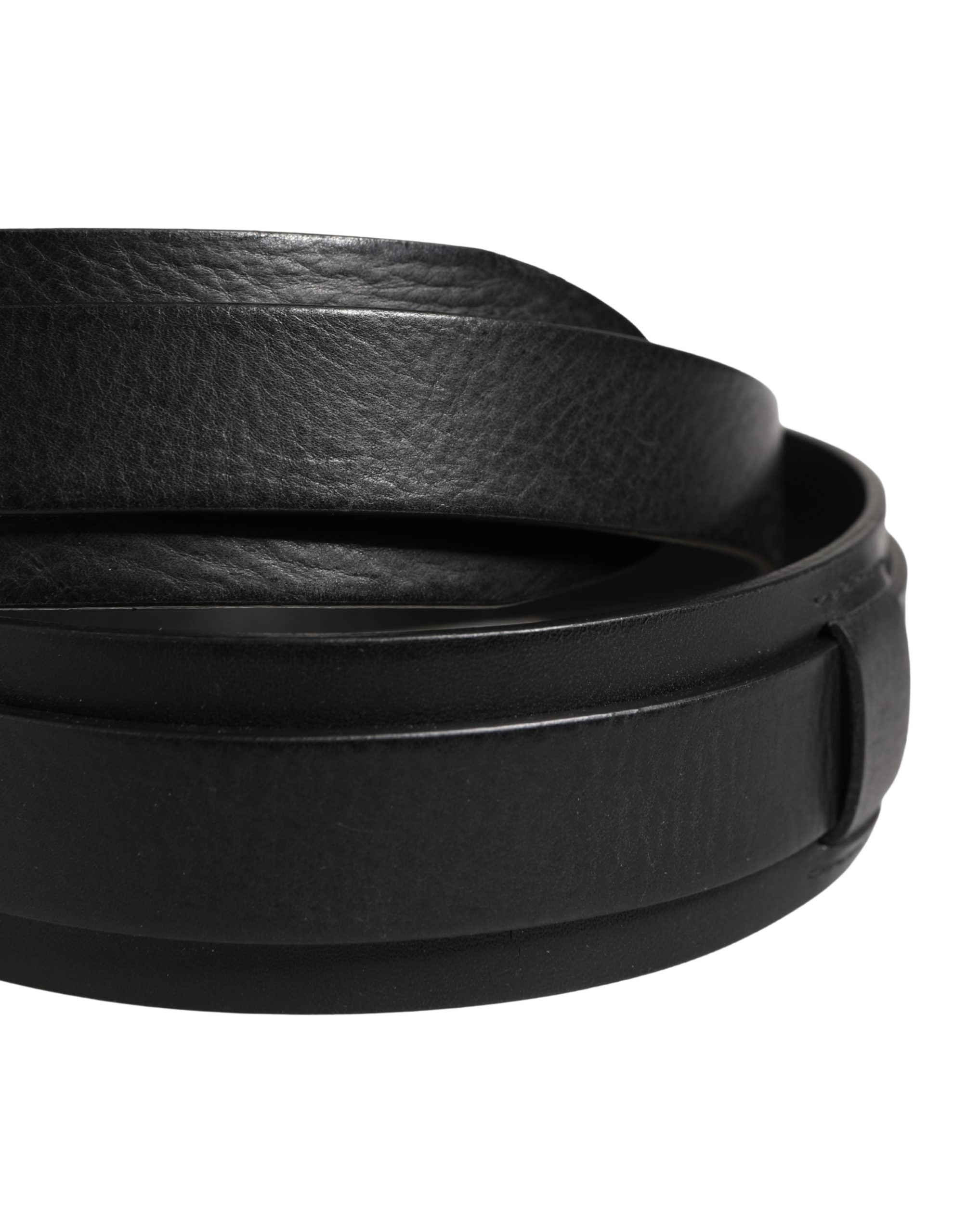Dolce & Gabbana Men Black Classic Leather Metal Buckle Belt - Luxe Marca