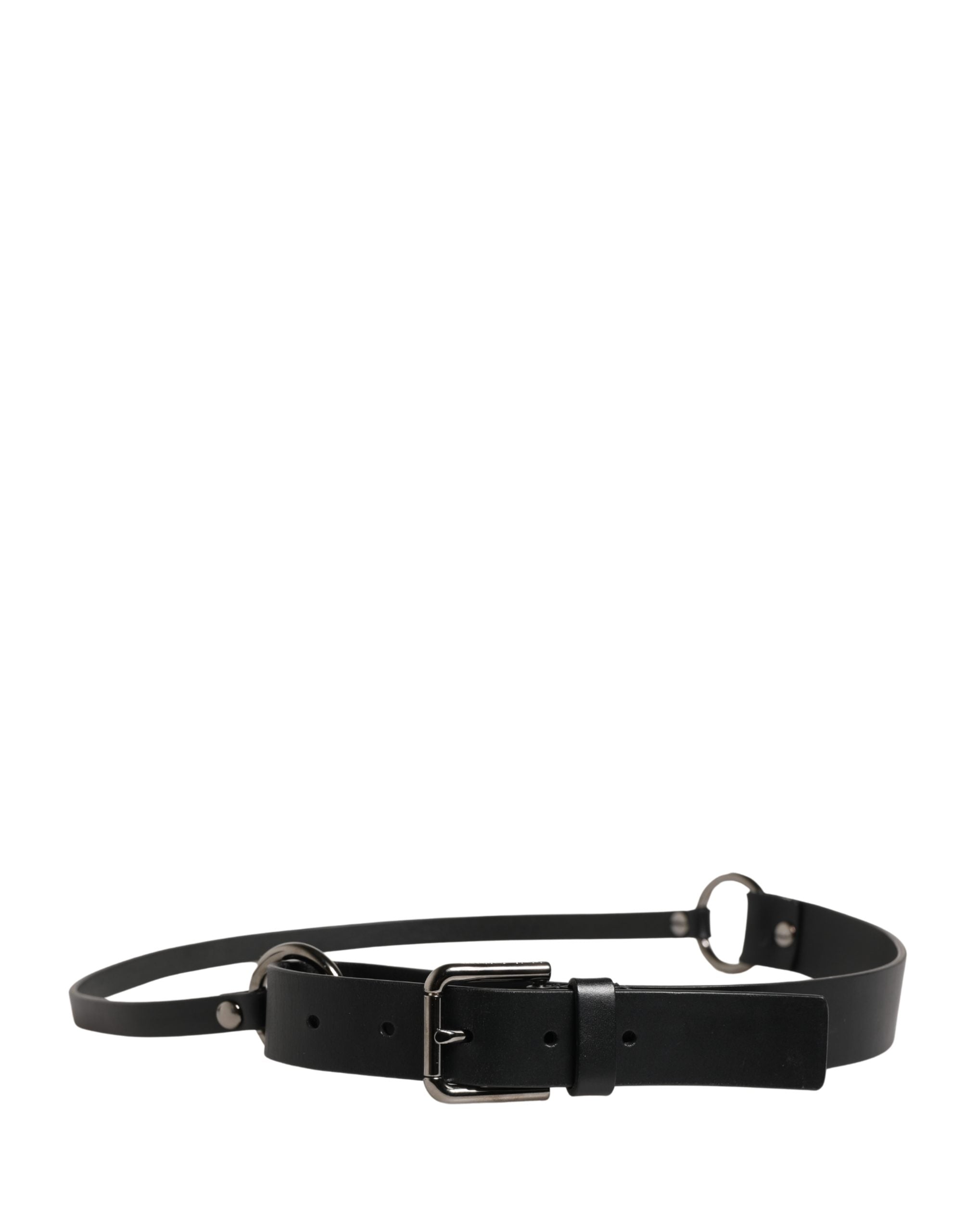 Dolce & Gabbana Men Black Calfskin Leather Metal Buckle Belt - Luxe Marca