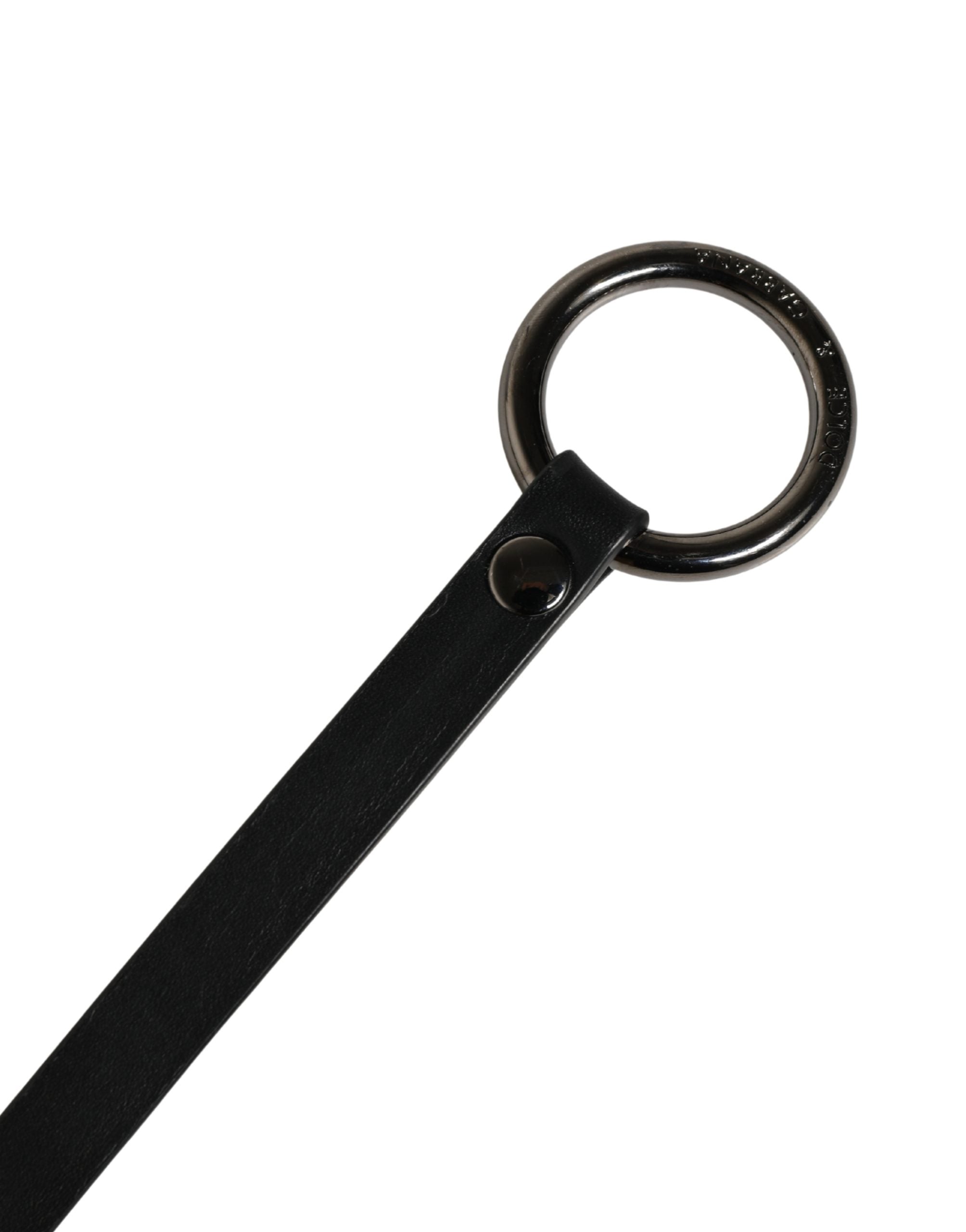 Dolce & Gabbana Men Black Calfskin Leather Metal Buckle Belt - Luxe Marca