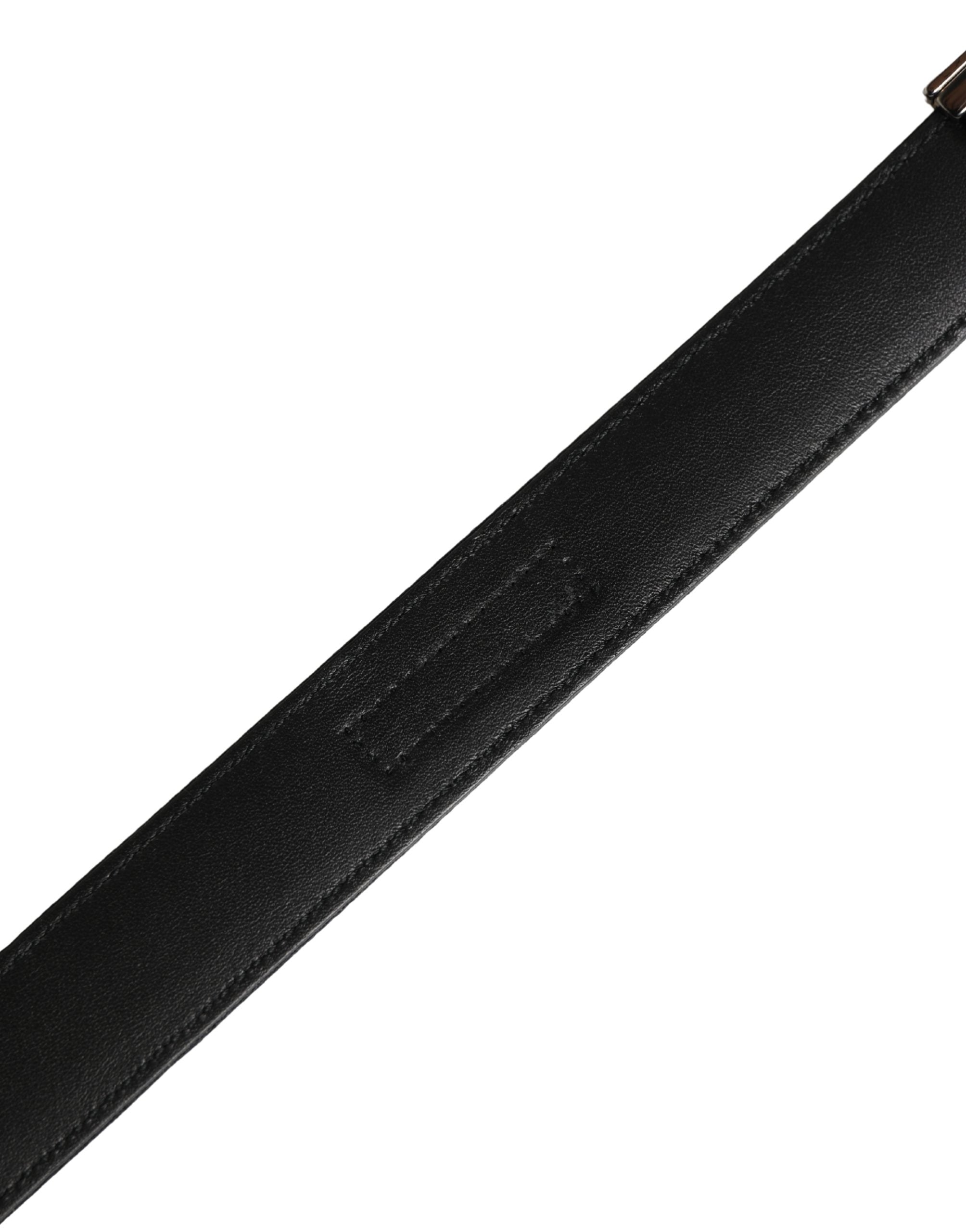 Dolce & Gabbana Men Black Classic Viscose Metal Buckle Belt - Luxe Marca