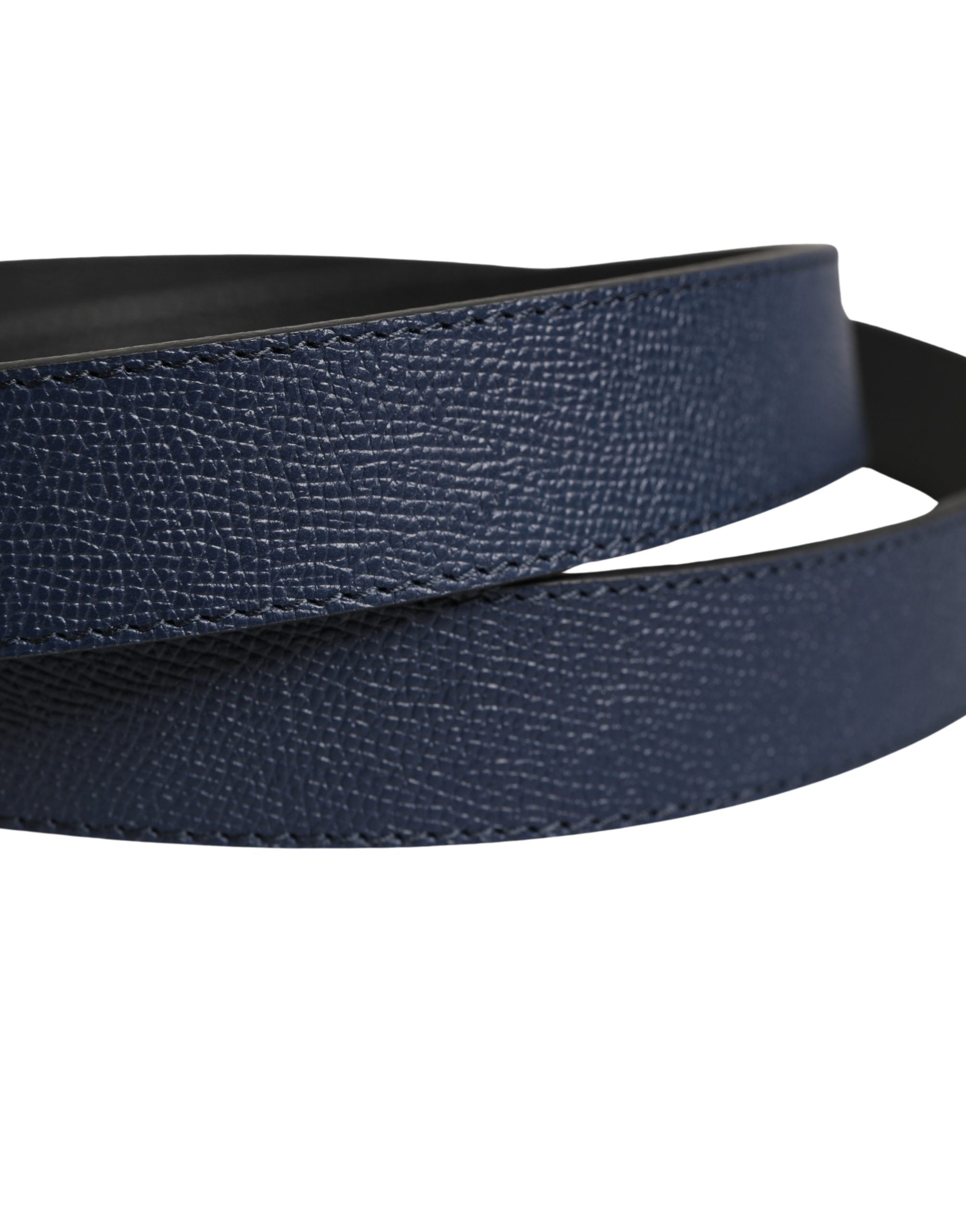 Dolce & Gabbana Men Blue Calfskin Leather Square Buckle Belt - Luxe Marca