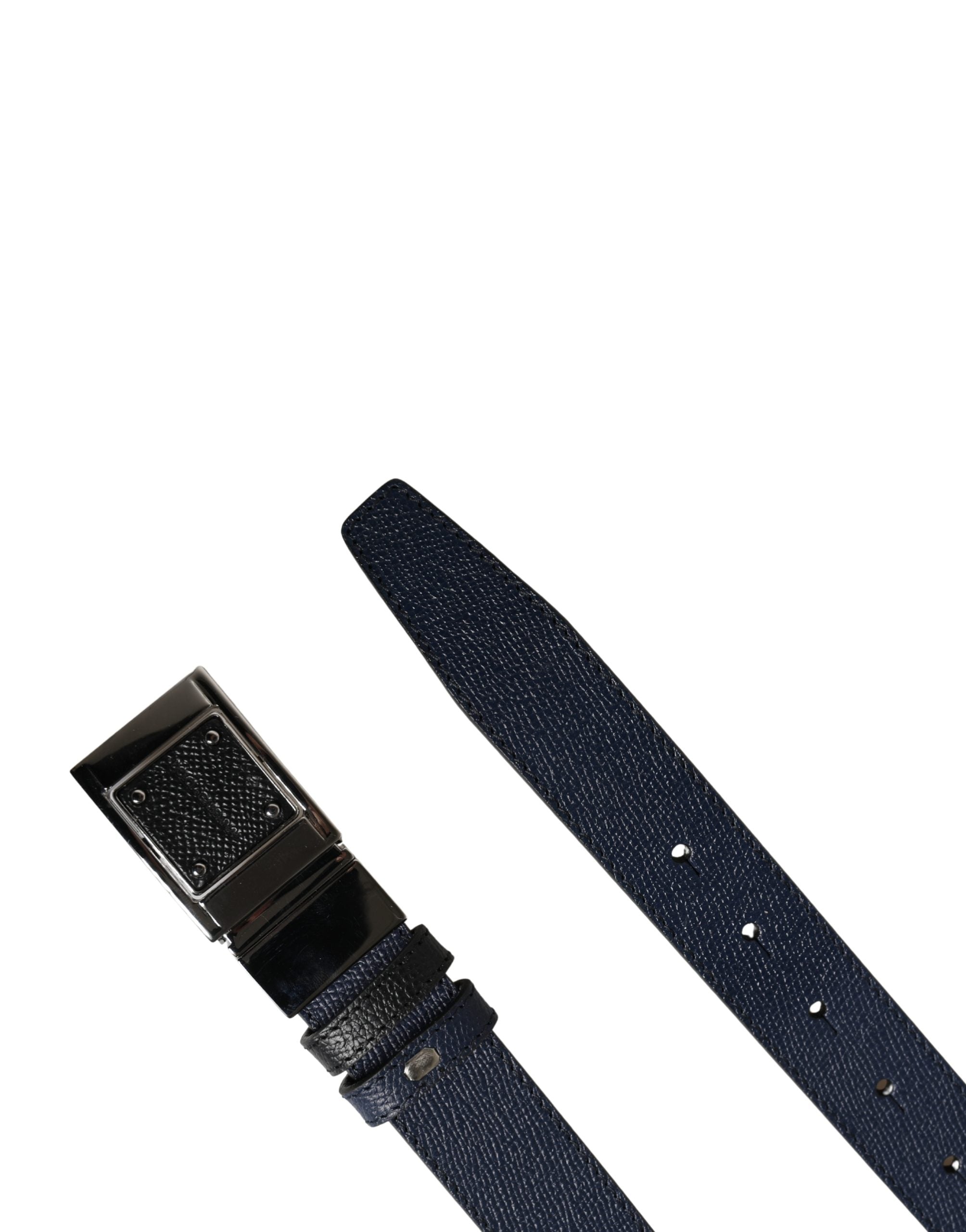Dolce & Gabbana Men Blue Calfskin Leather Square Buckle Belt - Luxe Marca