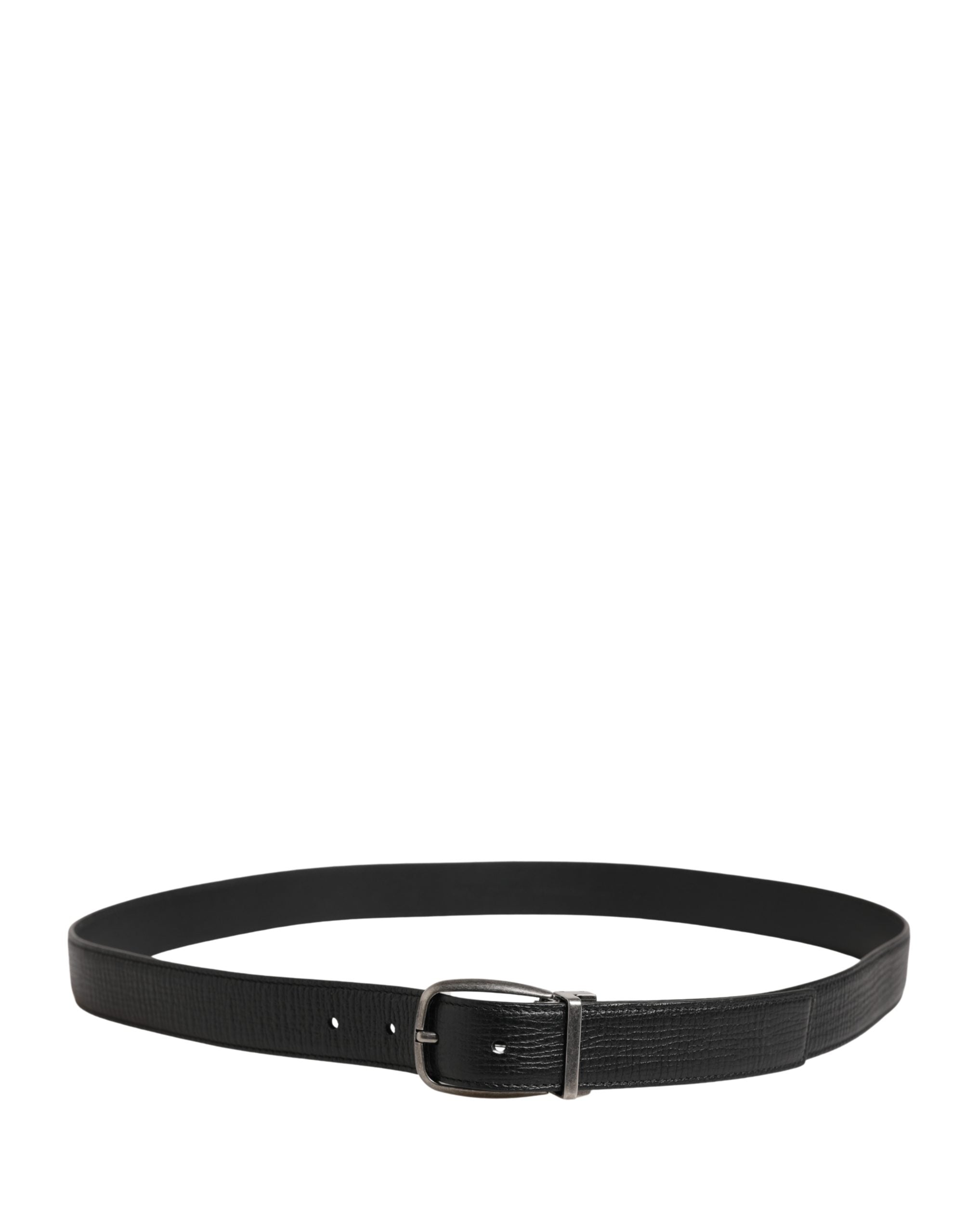Dolce & Gabbana Men Black Classic Leather Metal Buckle Belt - Luxe Marca