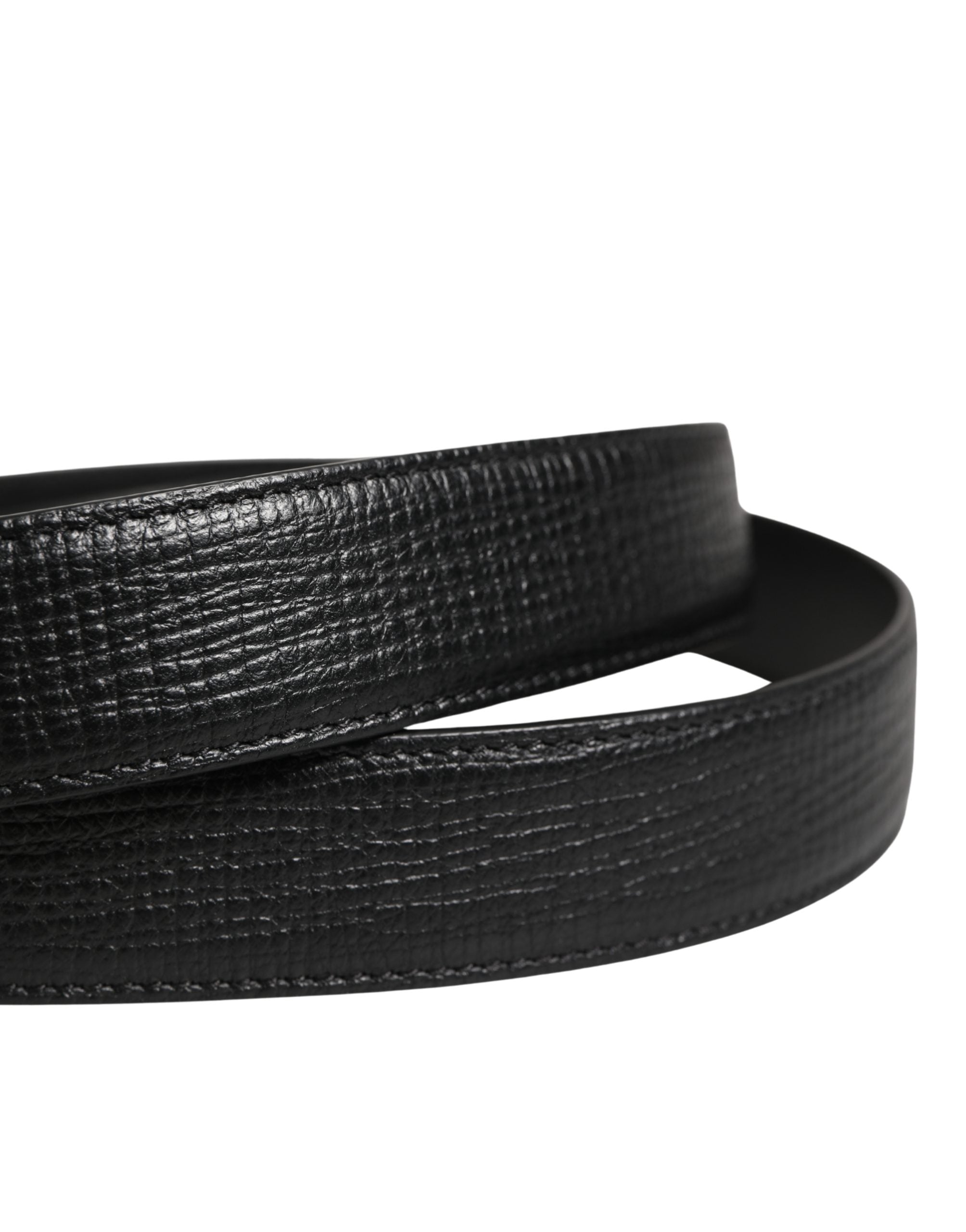 Dolce & Gabbana Men Black Classic Leather Metal Buckle Belt - Luxe Marca