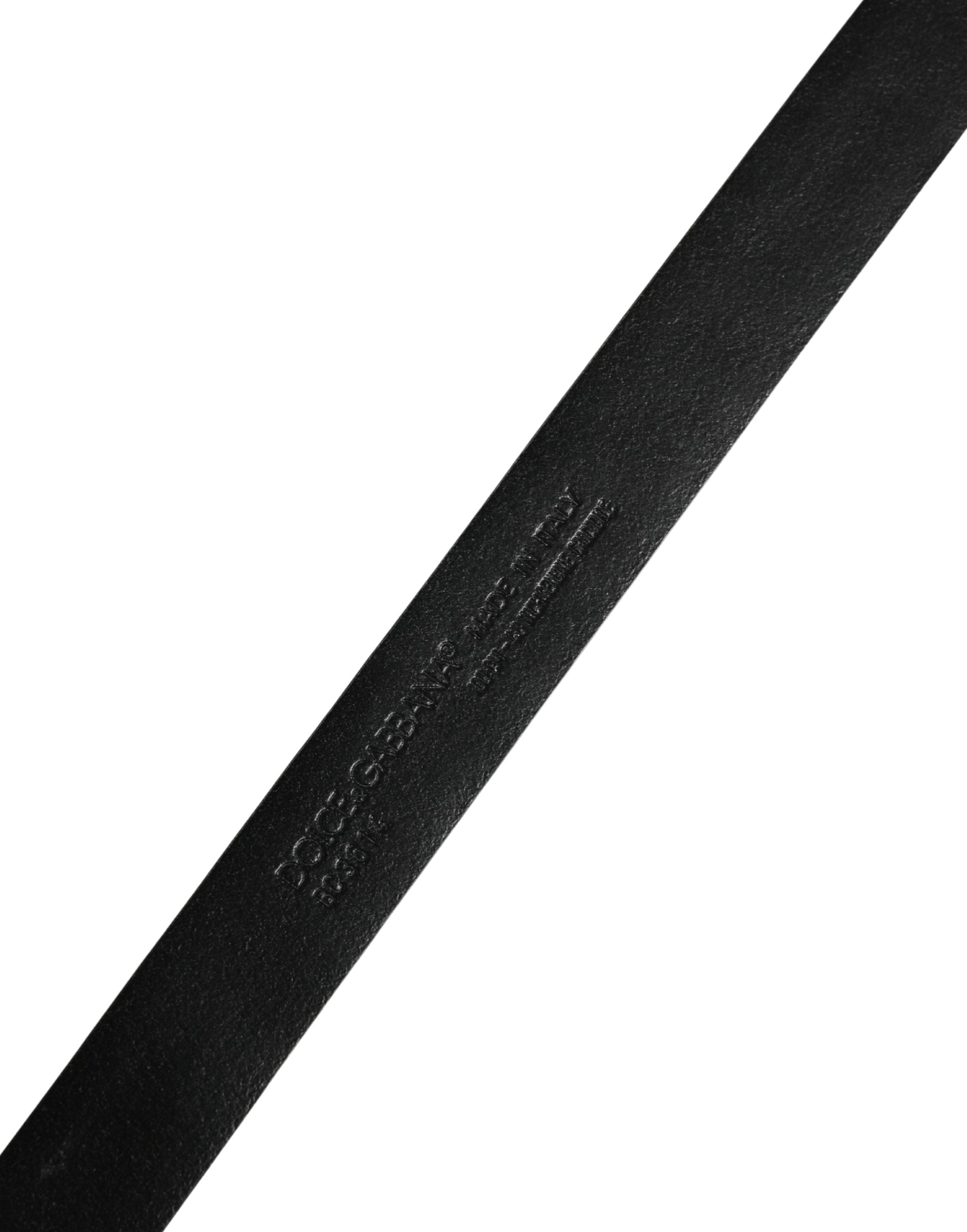 Dolce & Gabbana Men Black Exotic Leather Metal Buckle Belt - Luxe Marca