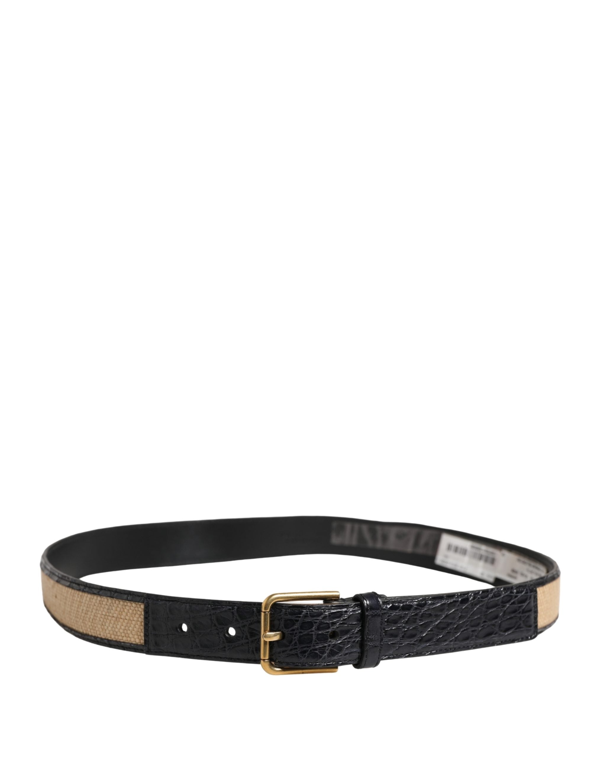 Dolce & Gabbana Men Beige Braided Leather Metal Buckle Belt - Luxe Marca