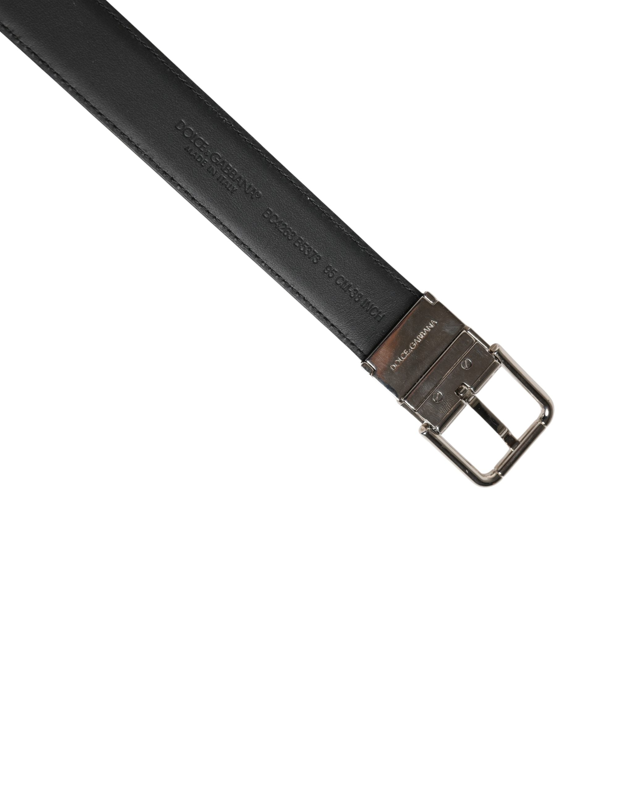 Dolce & Gabbana Men Black Classic Leather Metal Buckle Belt - Luxe Marca