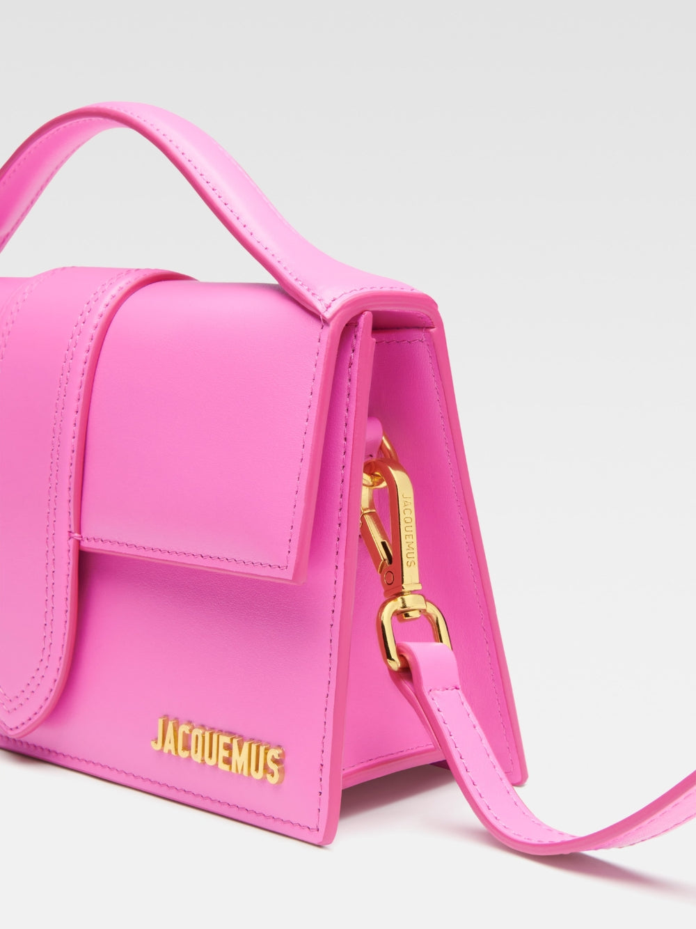 Jacquemus Neon Pink Leather Le Grand Bambino Handbag - Luxe Marca