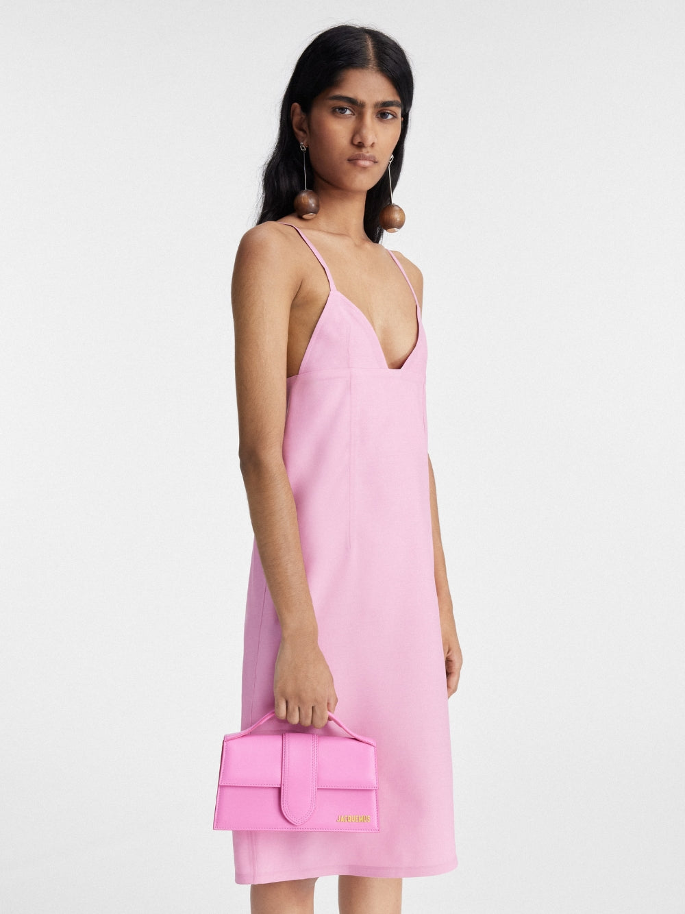 Jacquemus Neon Pink Leather Le Grand Bambino Handbag - Luxe Marca