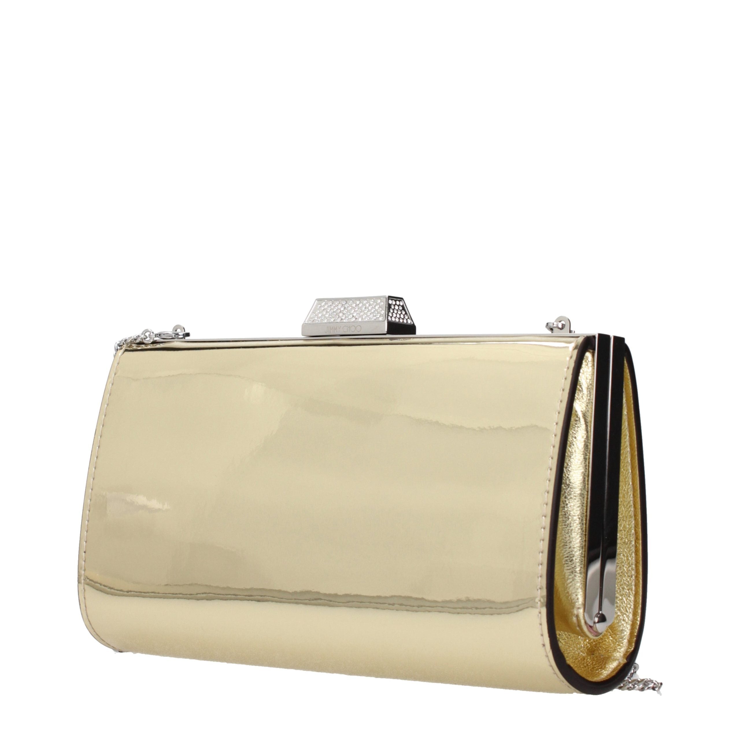 Jimmy Choo Gold Leather Clutch Bag