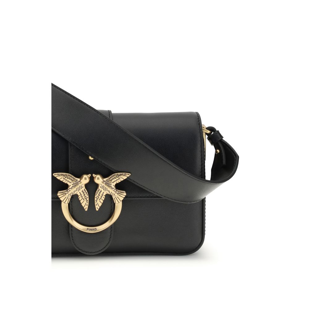 PINKO Black Calf Leather Bos Taurus Shoulder Bag - Luxe Marca