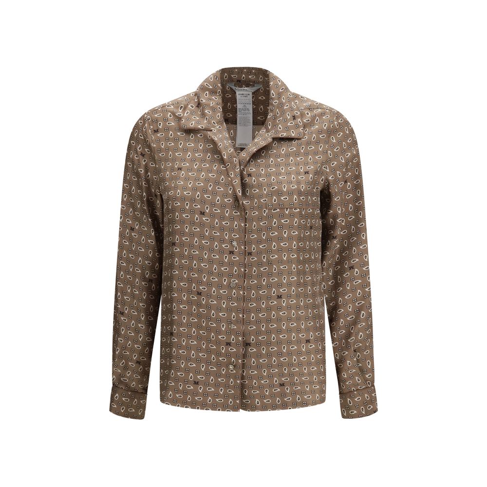 Max Mara Brown Silk Pattern Shirt - Luxe Marca