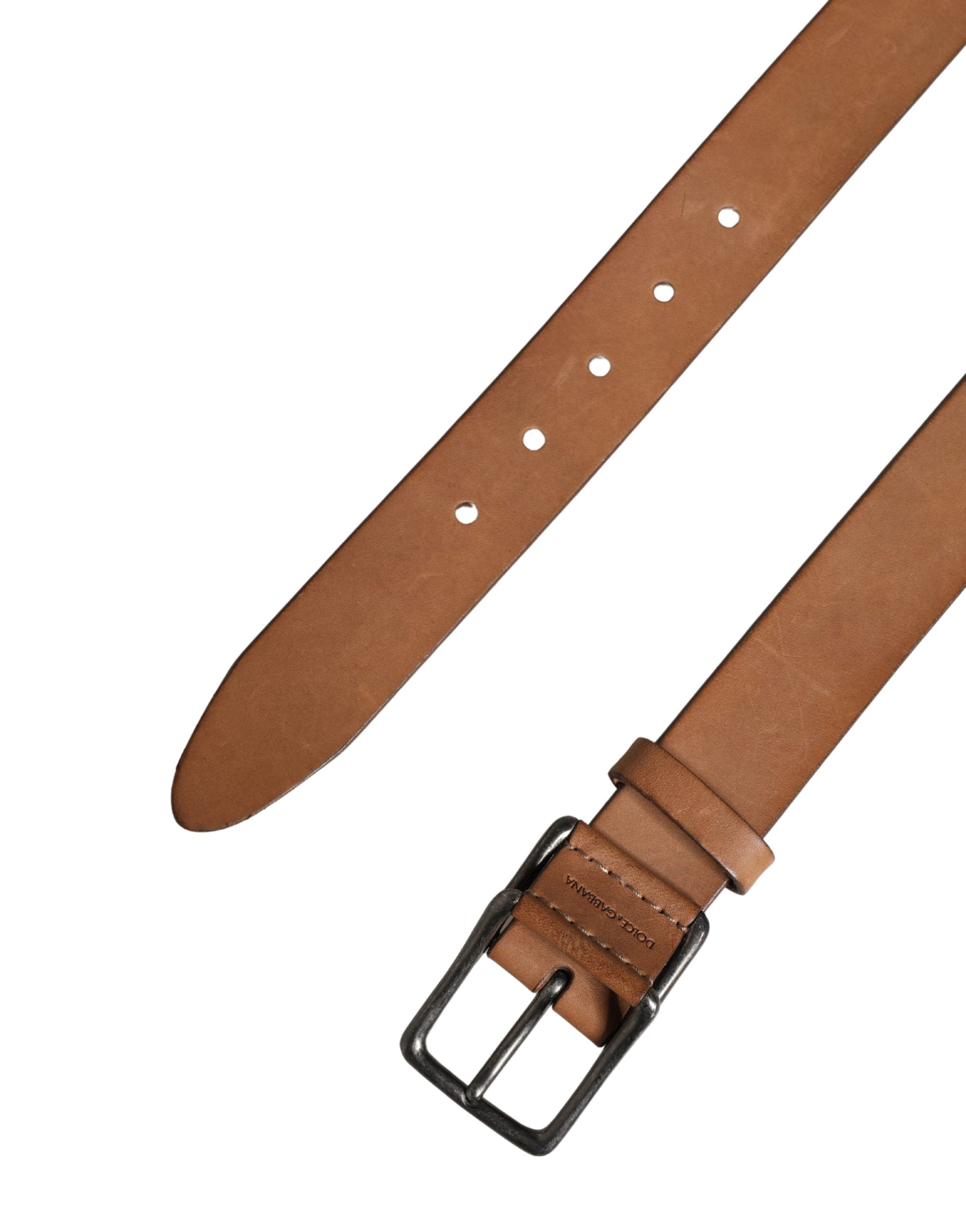 Dolce & Gabbana Men Brown Leather Classic Metal Buckle Belt - Luxe Marca