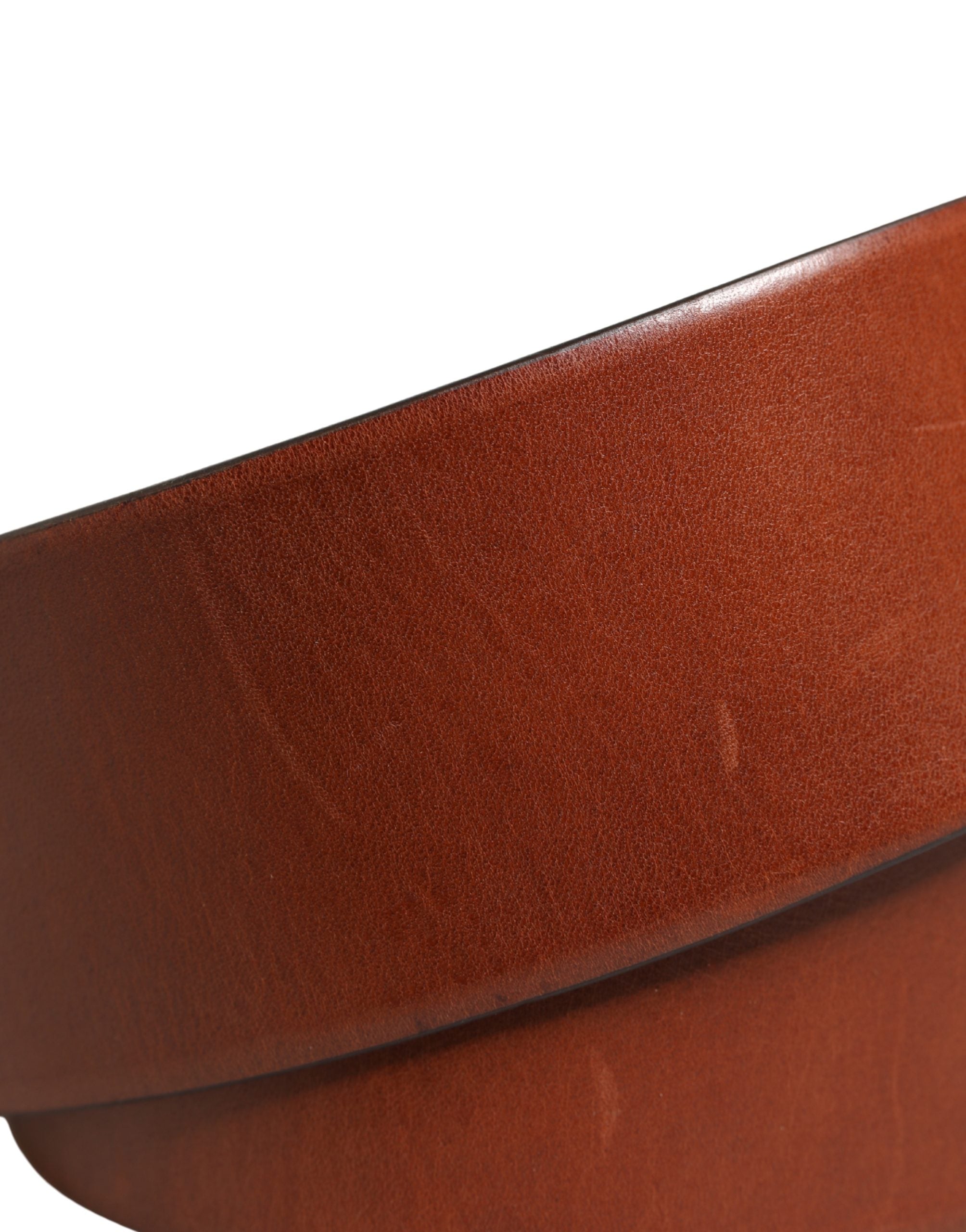 Dolce & Gabbana Men Brown Leather Wide Waist Metal Round Buckle Belt - Luxe Marca