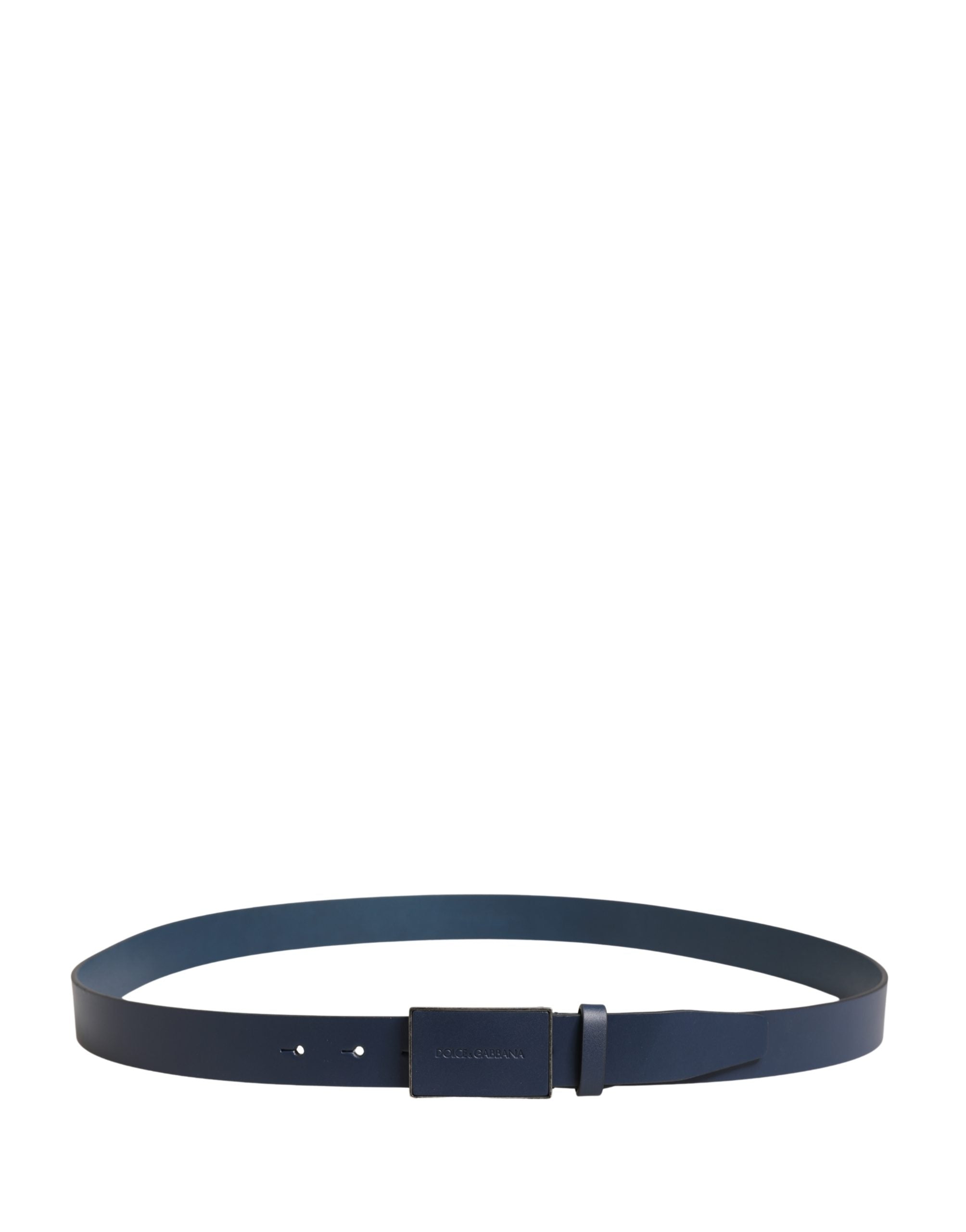 Dolce & Gabbana Men Blue Calf Leather Logo Metal Buckle Belt - Luxe Marca