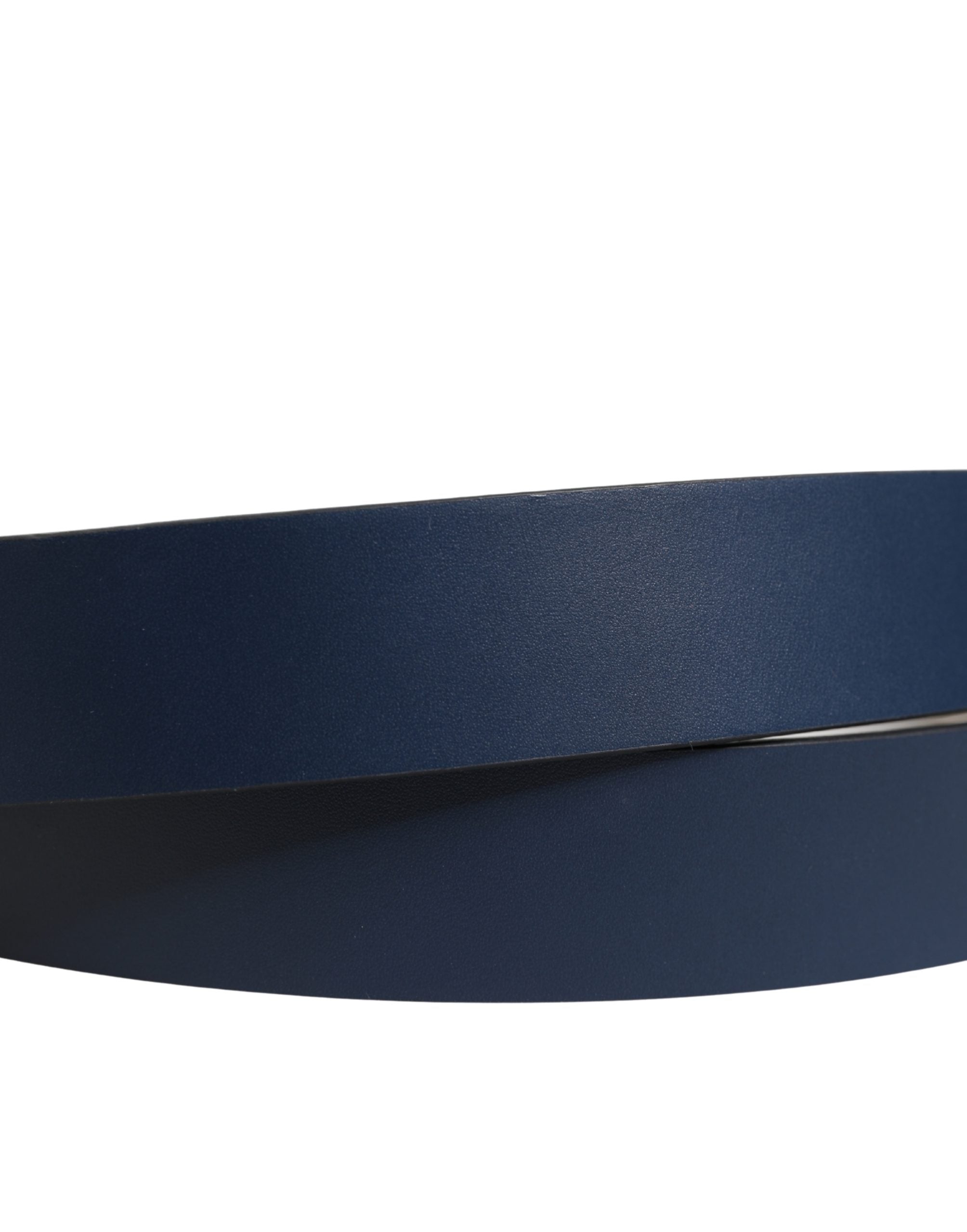 Dolce & Gabbana Men Blue Calf Leather Logo Metal Buckle Belt - Luxe Marca