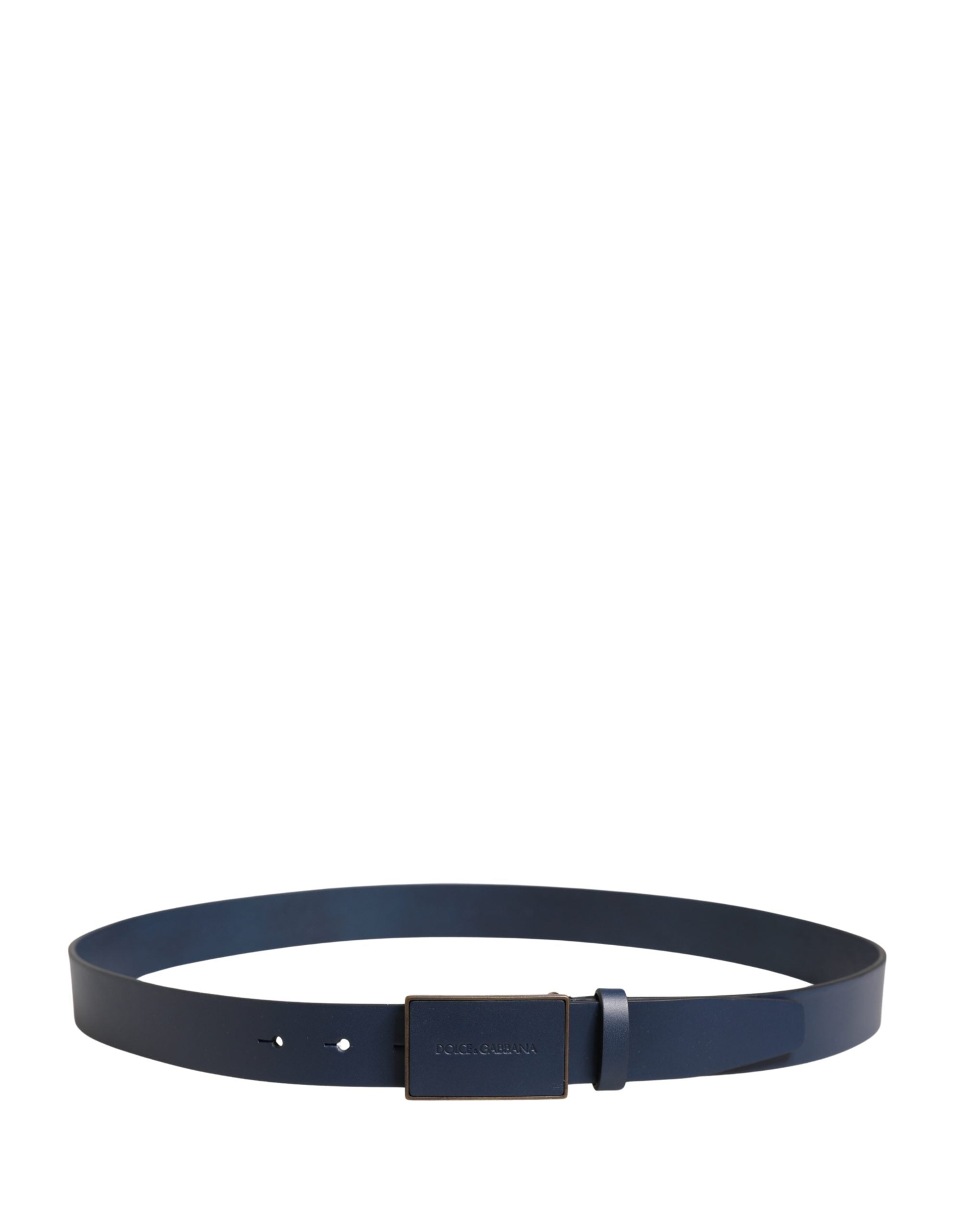 Dolce & Gabbana Men Blue Calf Leather Logo Metal Buckle Belt - Luxe Marca