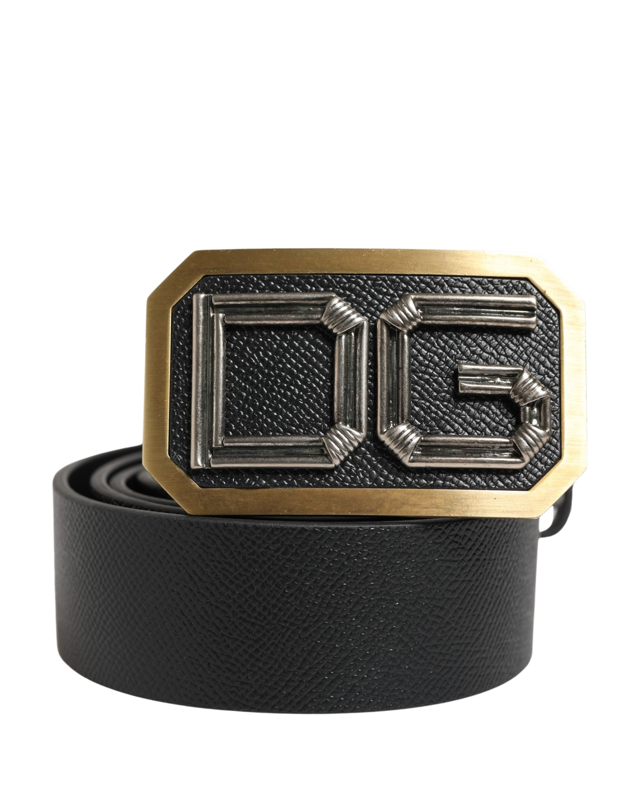 Dolce & Gabbana Men Black Leather DG Logo Metal Buckle Belt - Luxe Marca